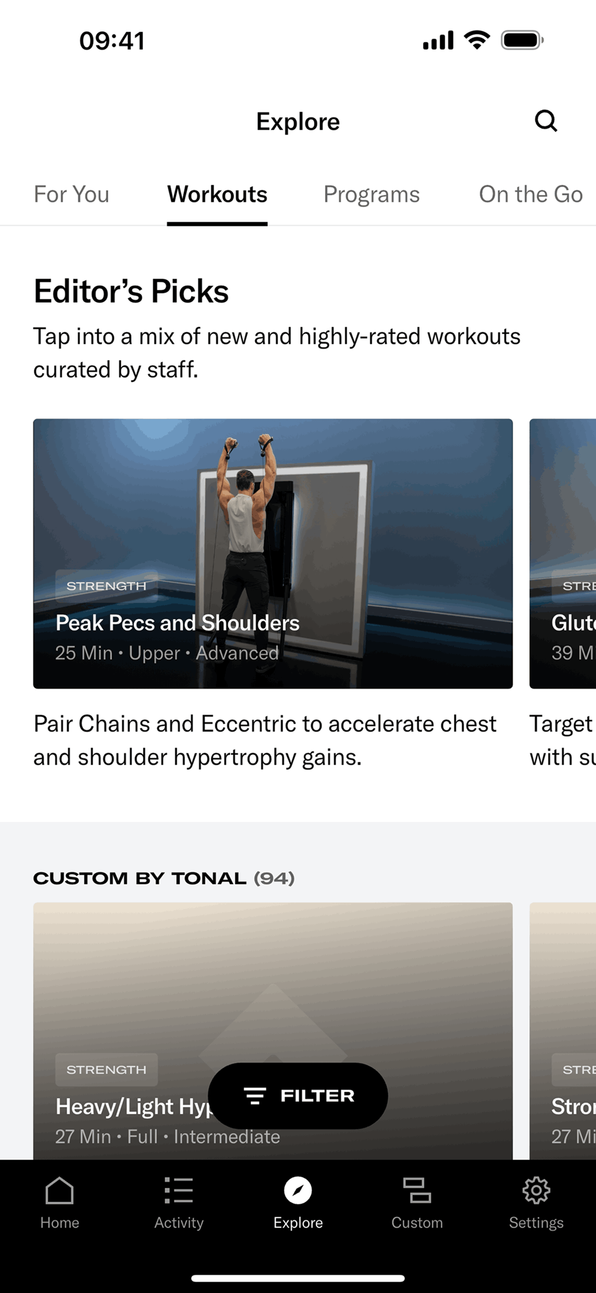 Tonal iOS strength training interface screenshot 23