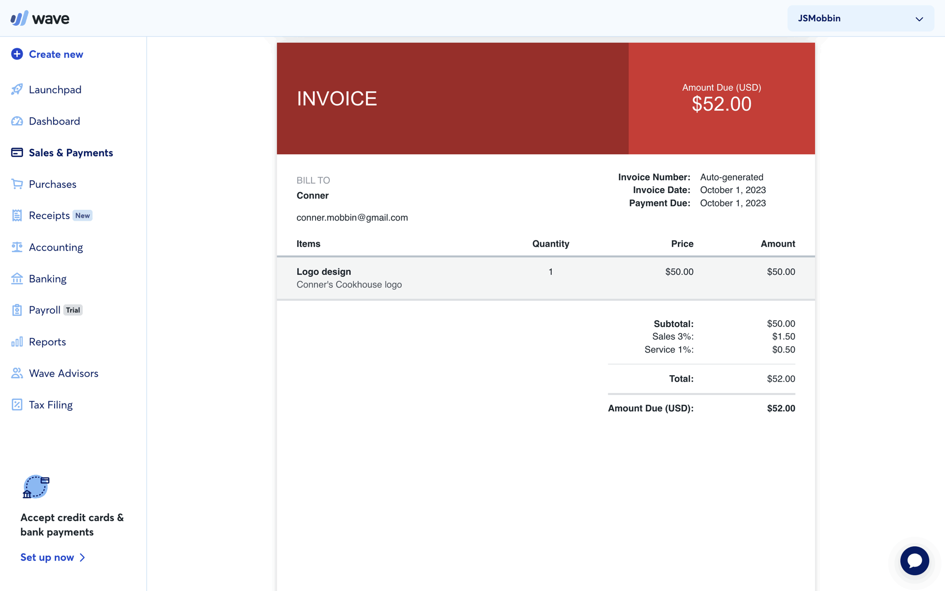 Wave Web Business interface screenshot 11