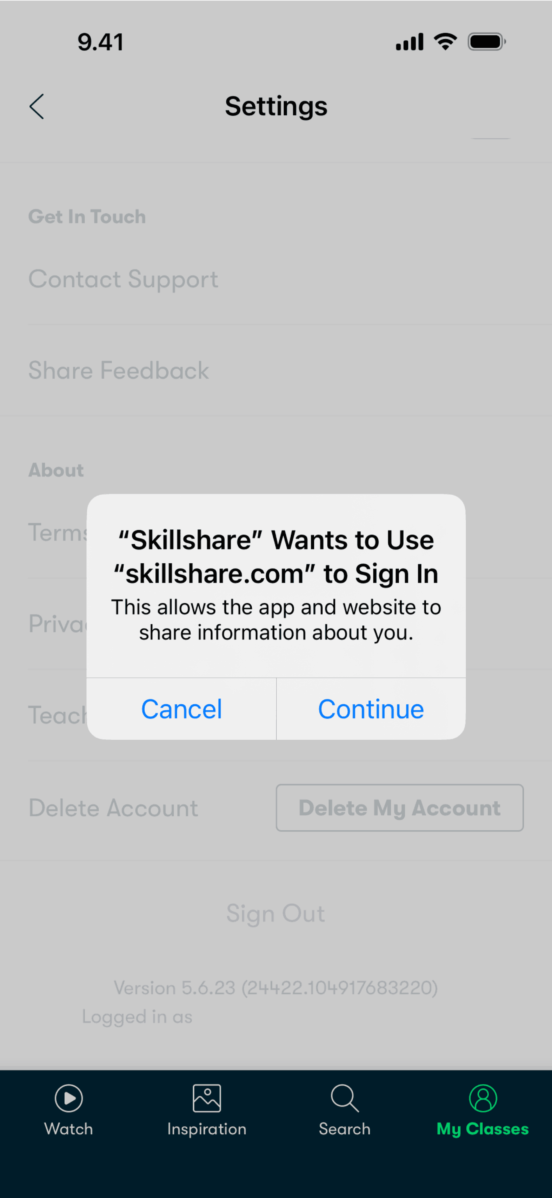 Skillshare iOS Education interface screenshot 8