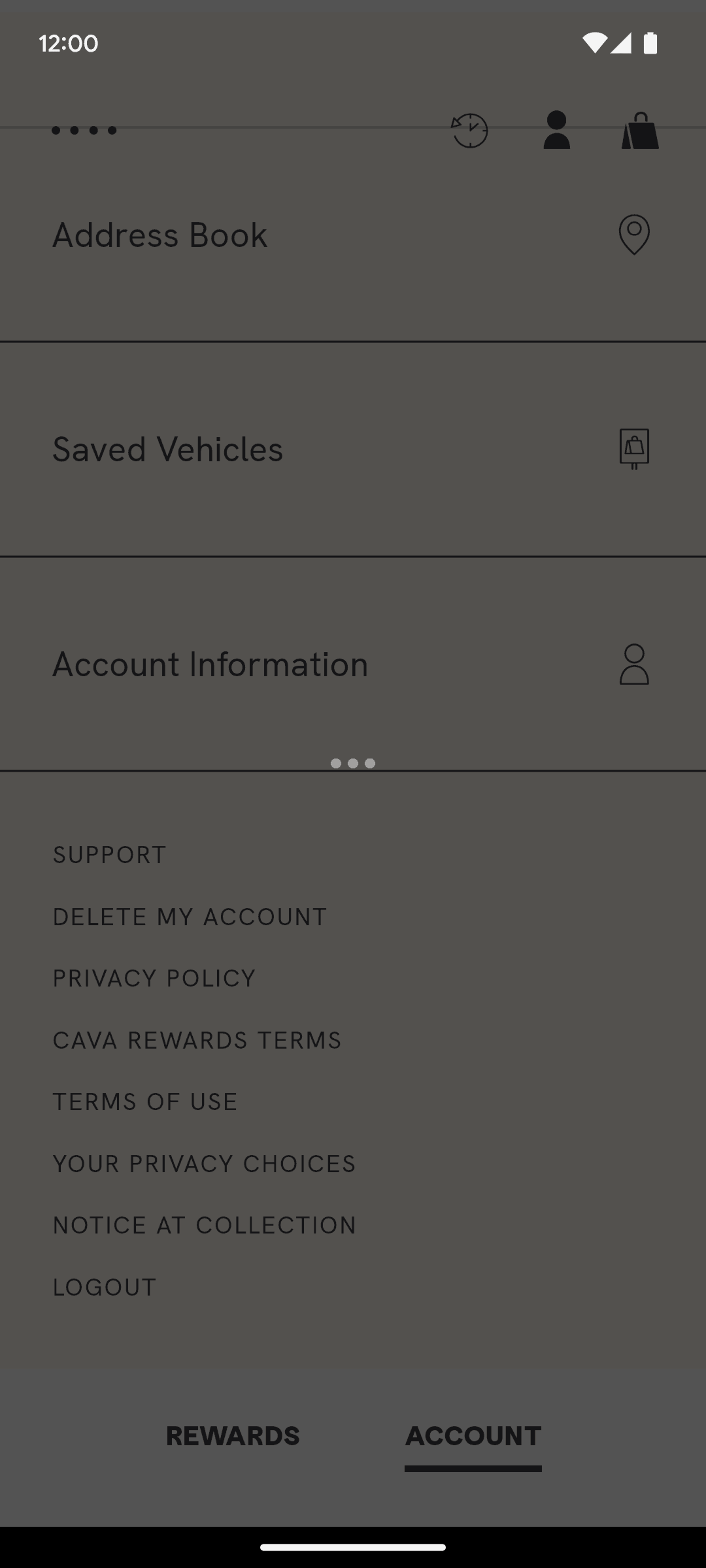 CAVA Android Food & Drink interface screenshot 7
