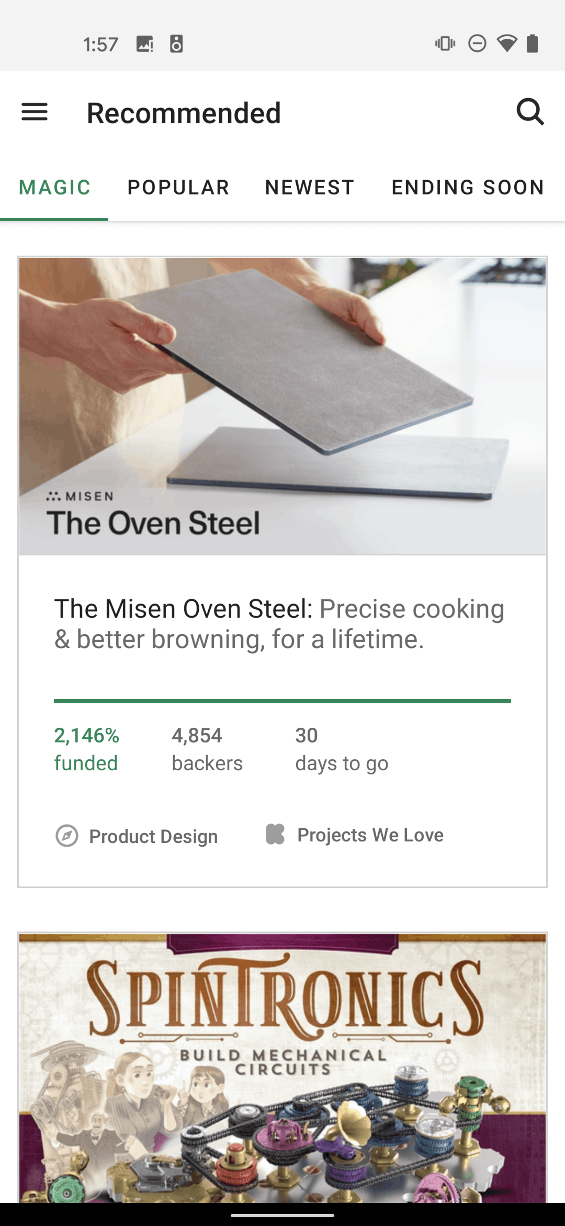 Kickstarter Android Social Networking interface screenshot 5