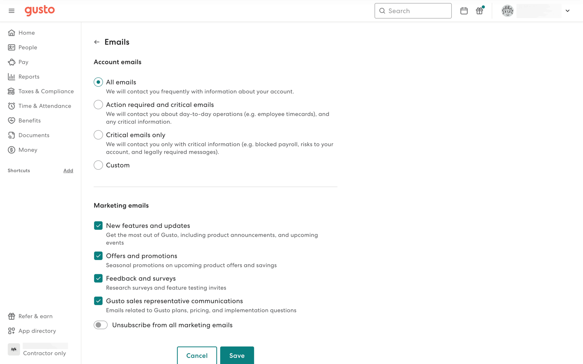 Gusto Web Finance interface screenshot 15