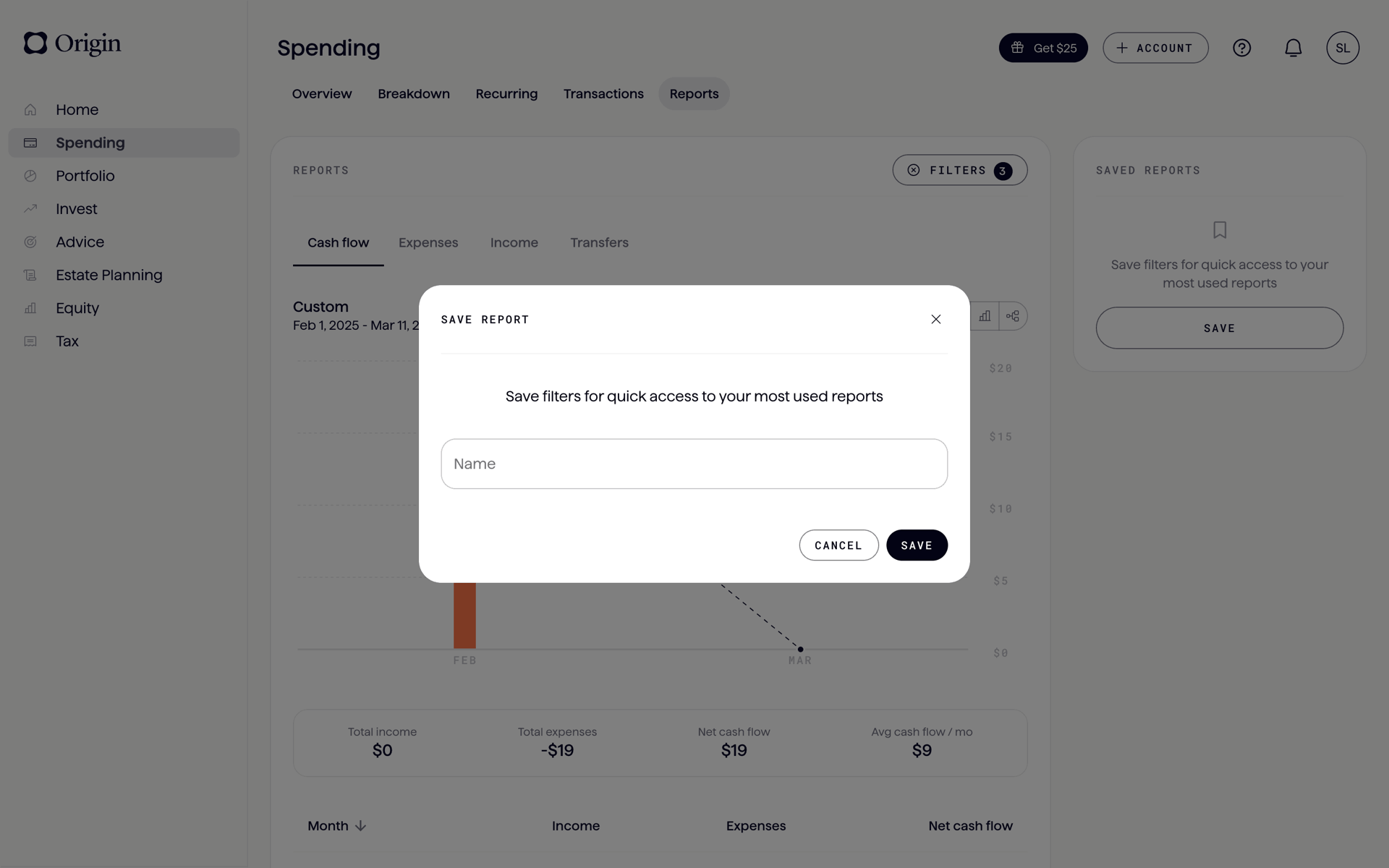 Origin Web Finance interface screenshot 11