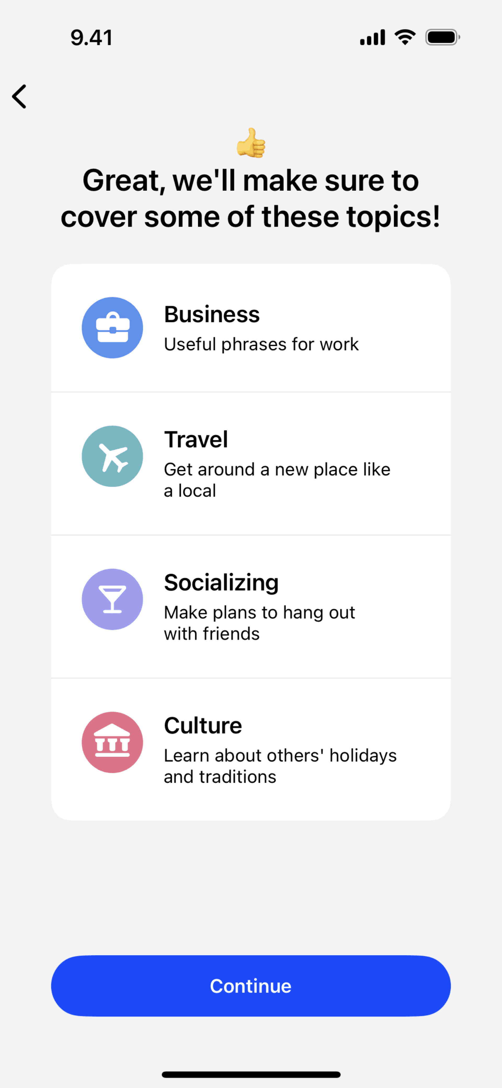 Speak iOS Education interface screenshot 15