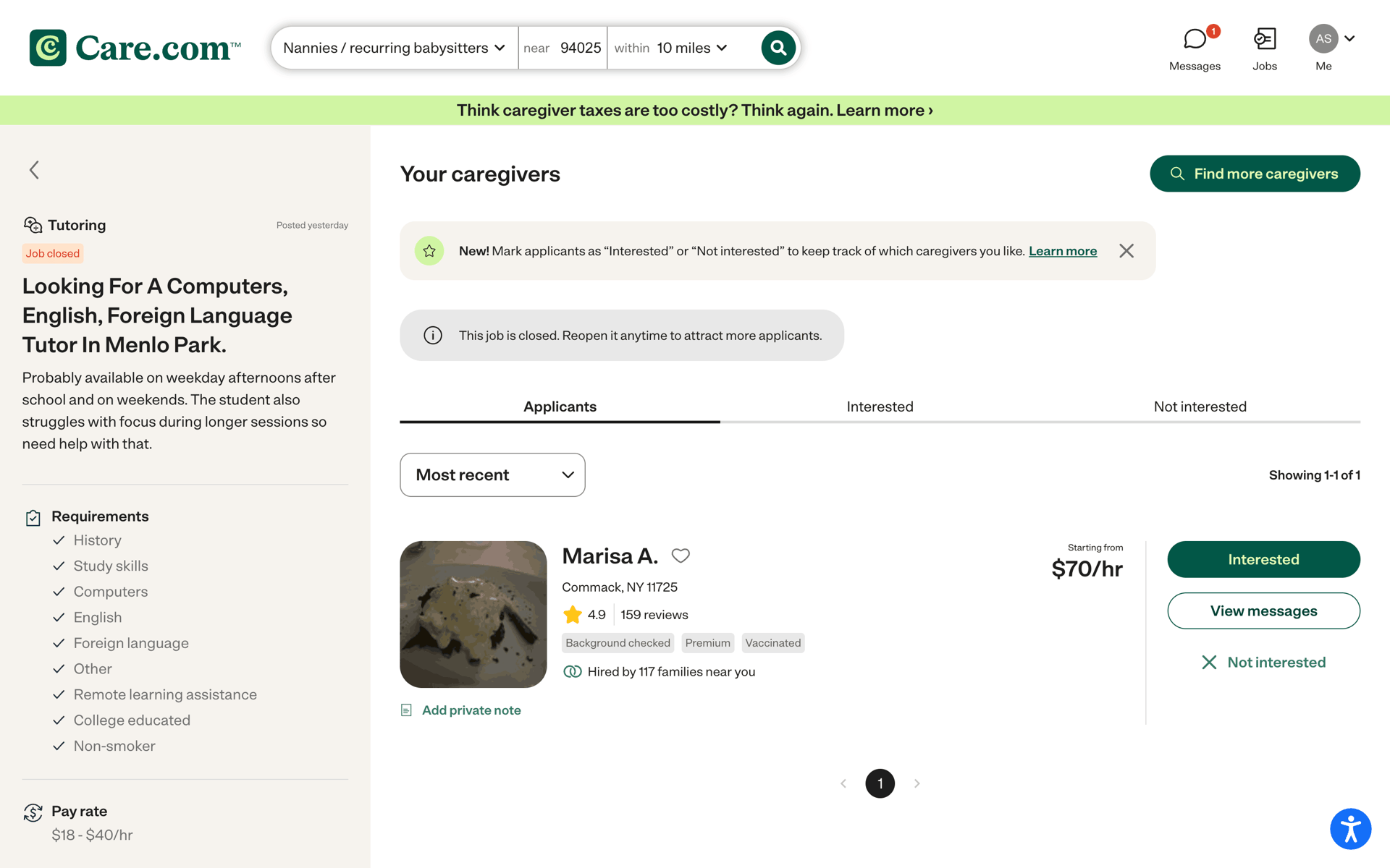 Care.com Web Lifestyle interface screenshot 23