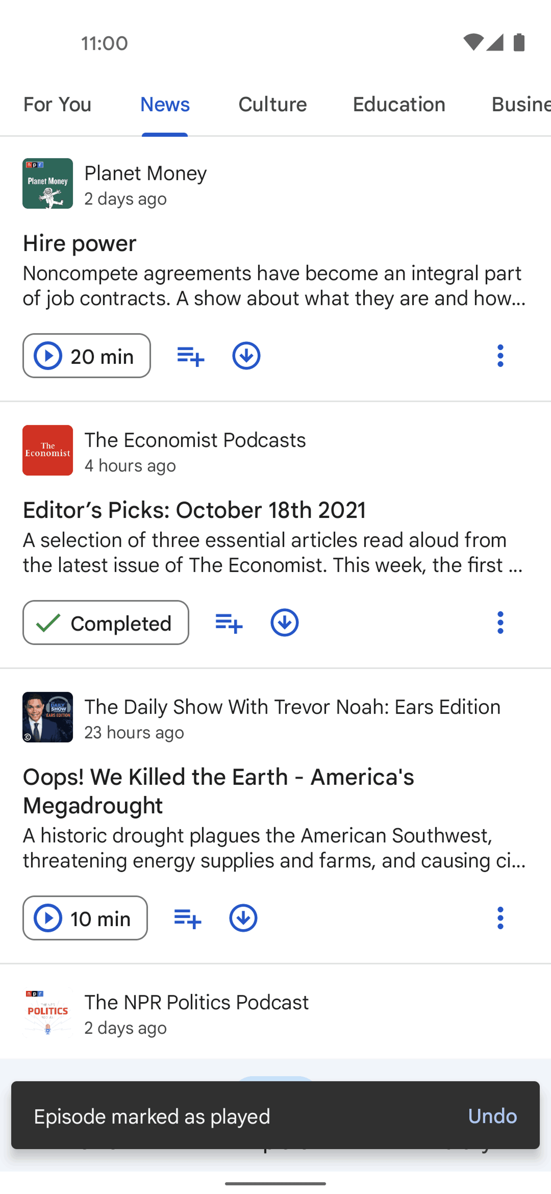 Google Podcasts Android Music & Audio interface screenshot 10