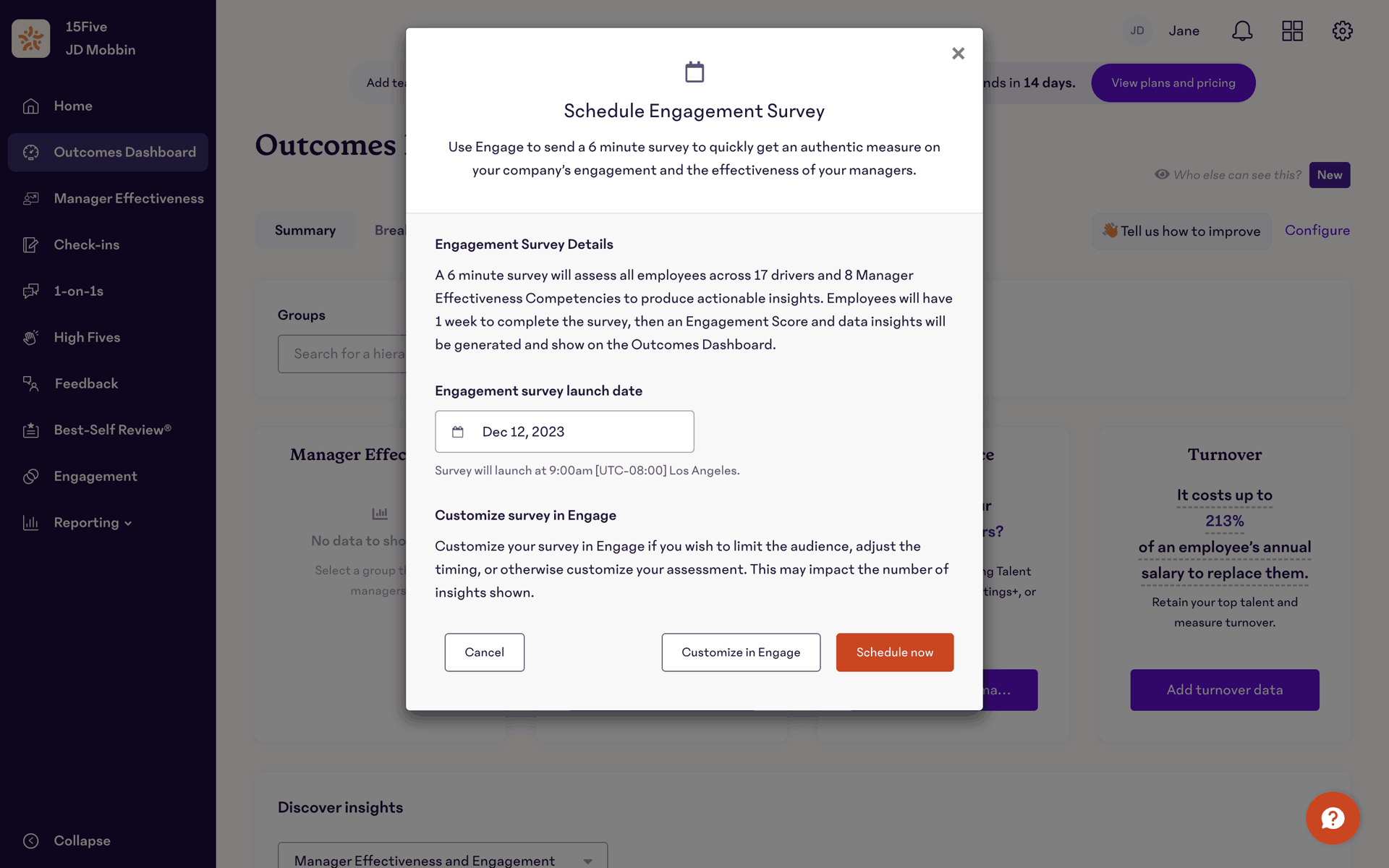 15Five Web Business interface screenshot 8