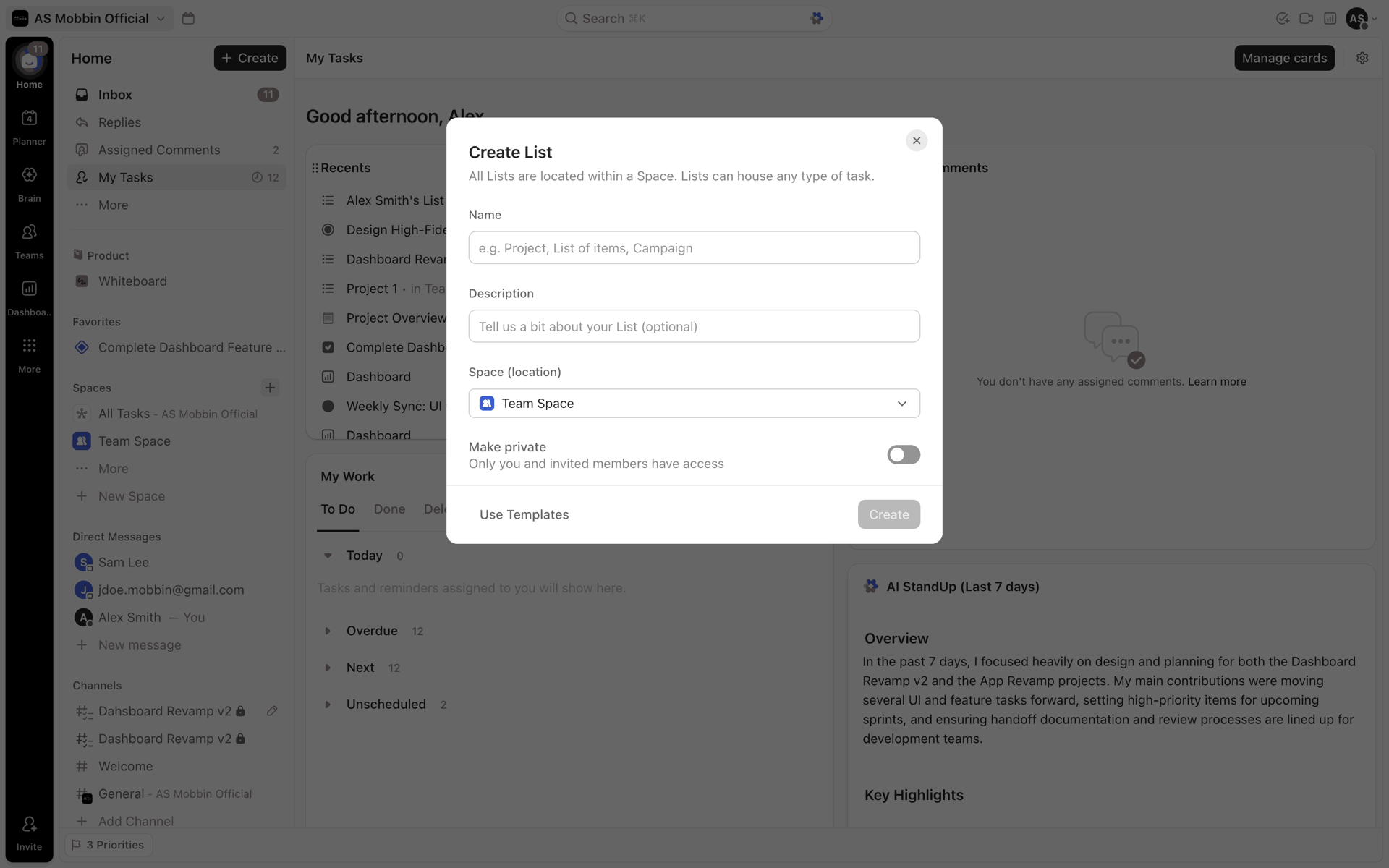 ClickUp Web Business interface screenshot 7
