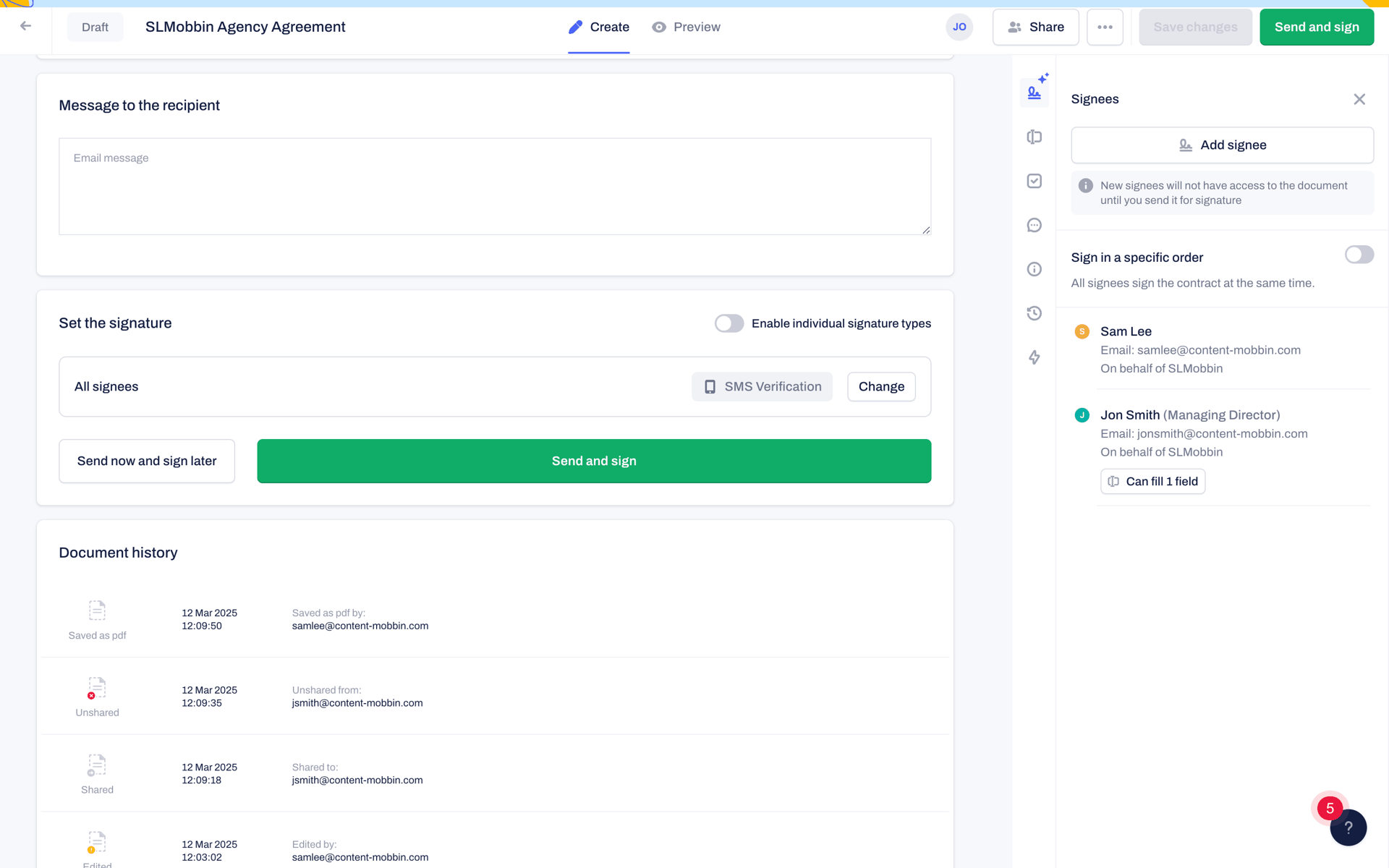 Contractbook Web Business interface screenshot 17