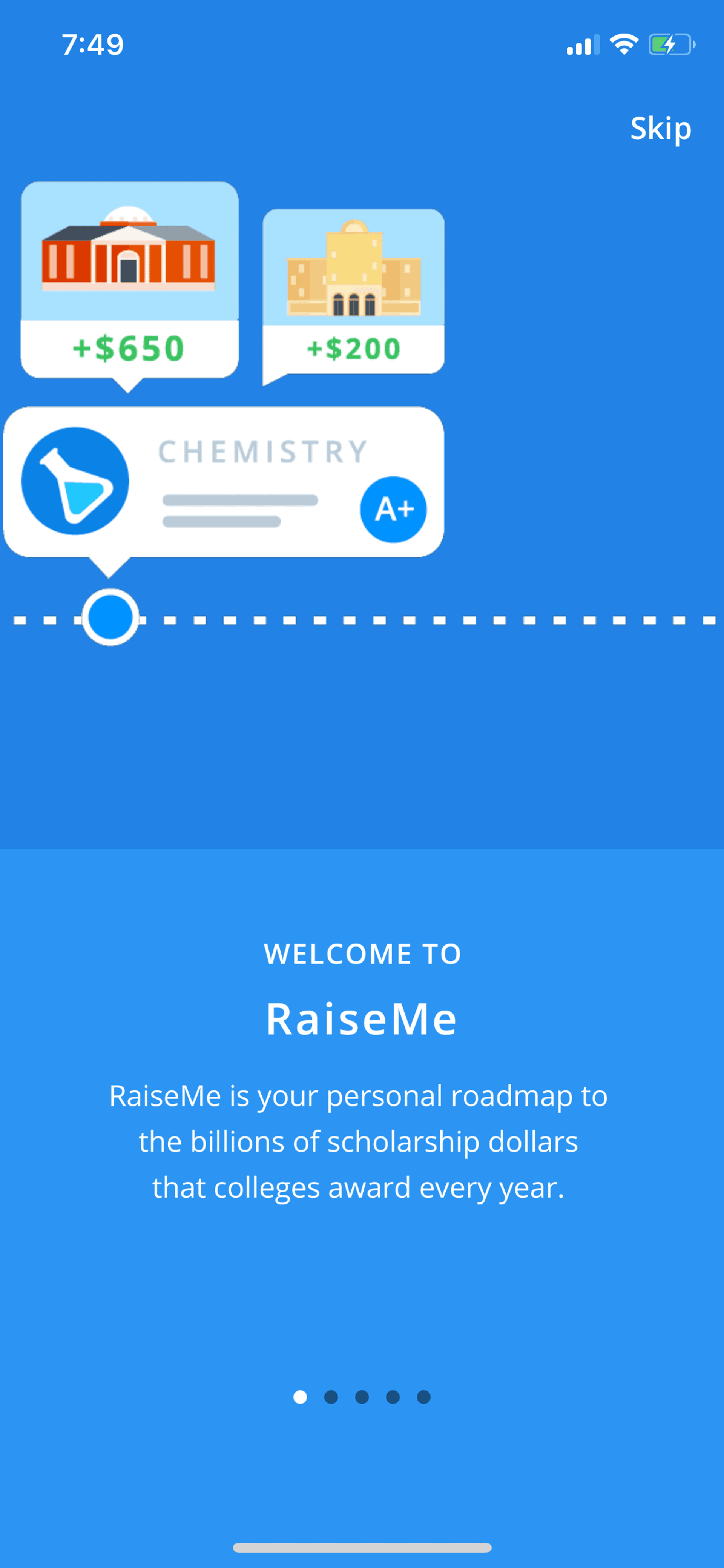 RaiseMe iOS Education interface screenshot 2