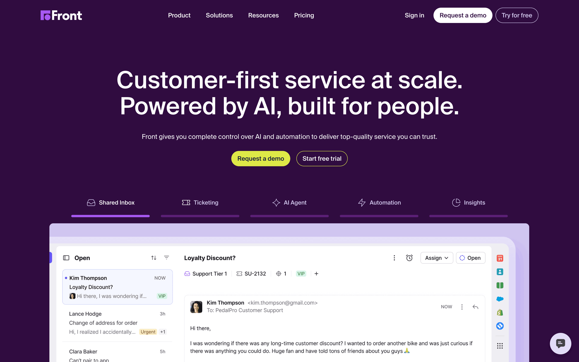 Front Web Business interface screenshot 1