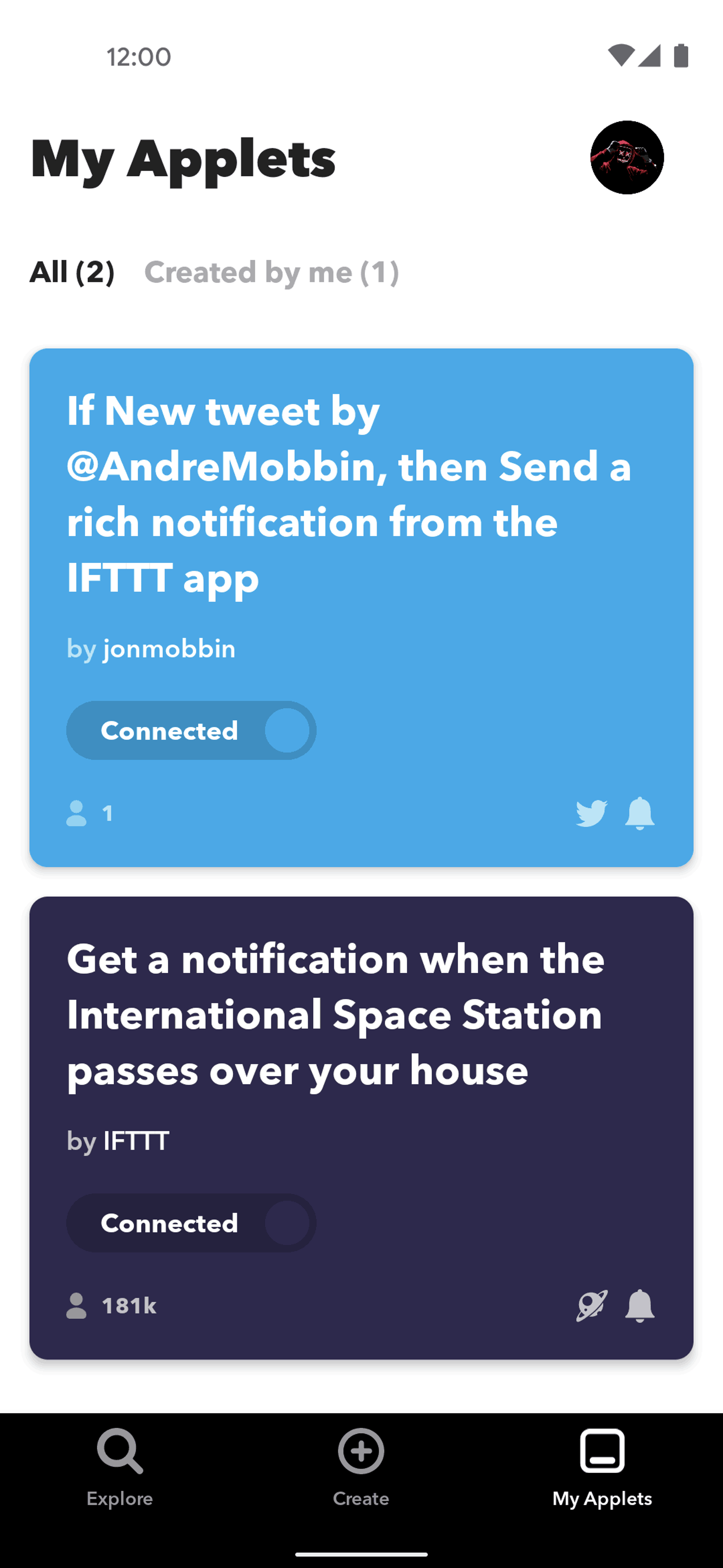 IFTTT Android Productivity interface screenshot 2