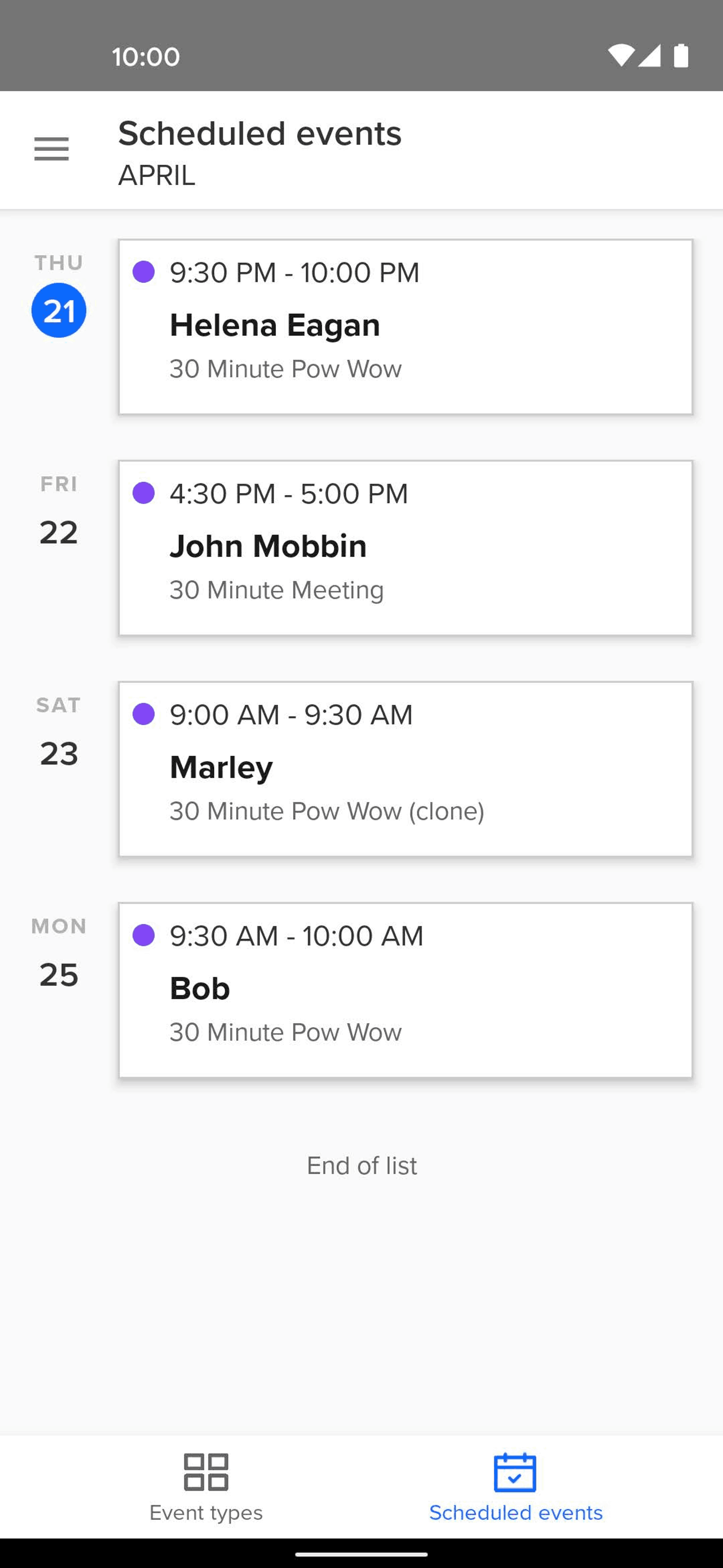 Calendly Android Business interface screenshot 2