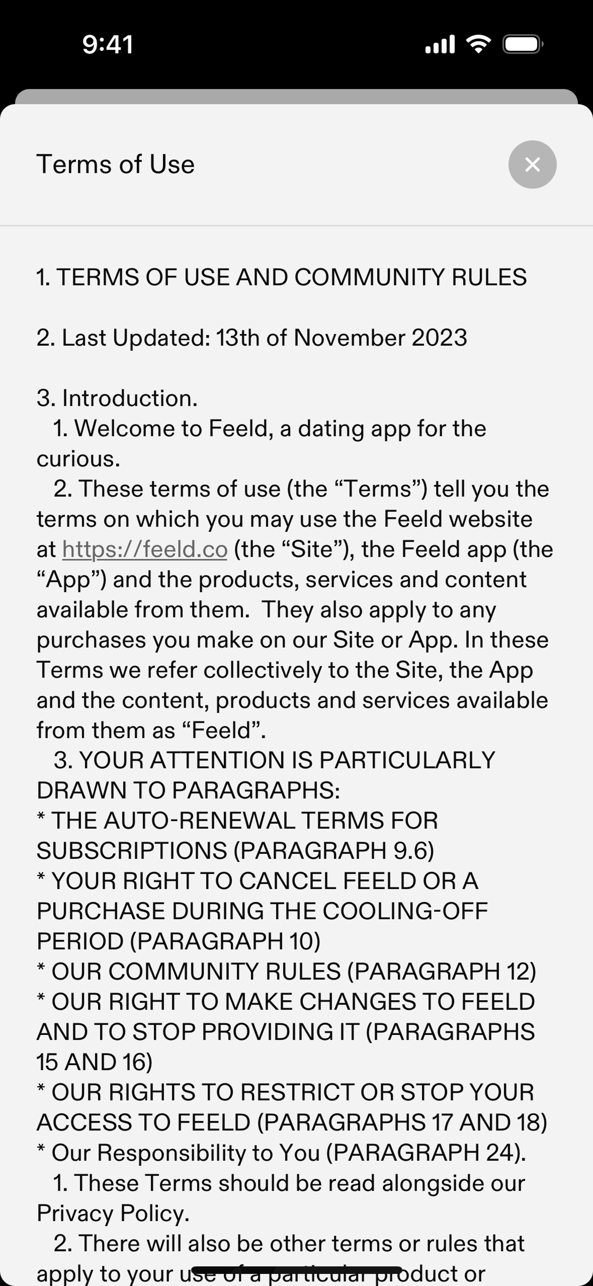 Feeld iOS Communication interface screenshot 24