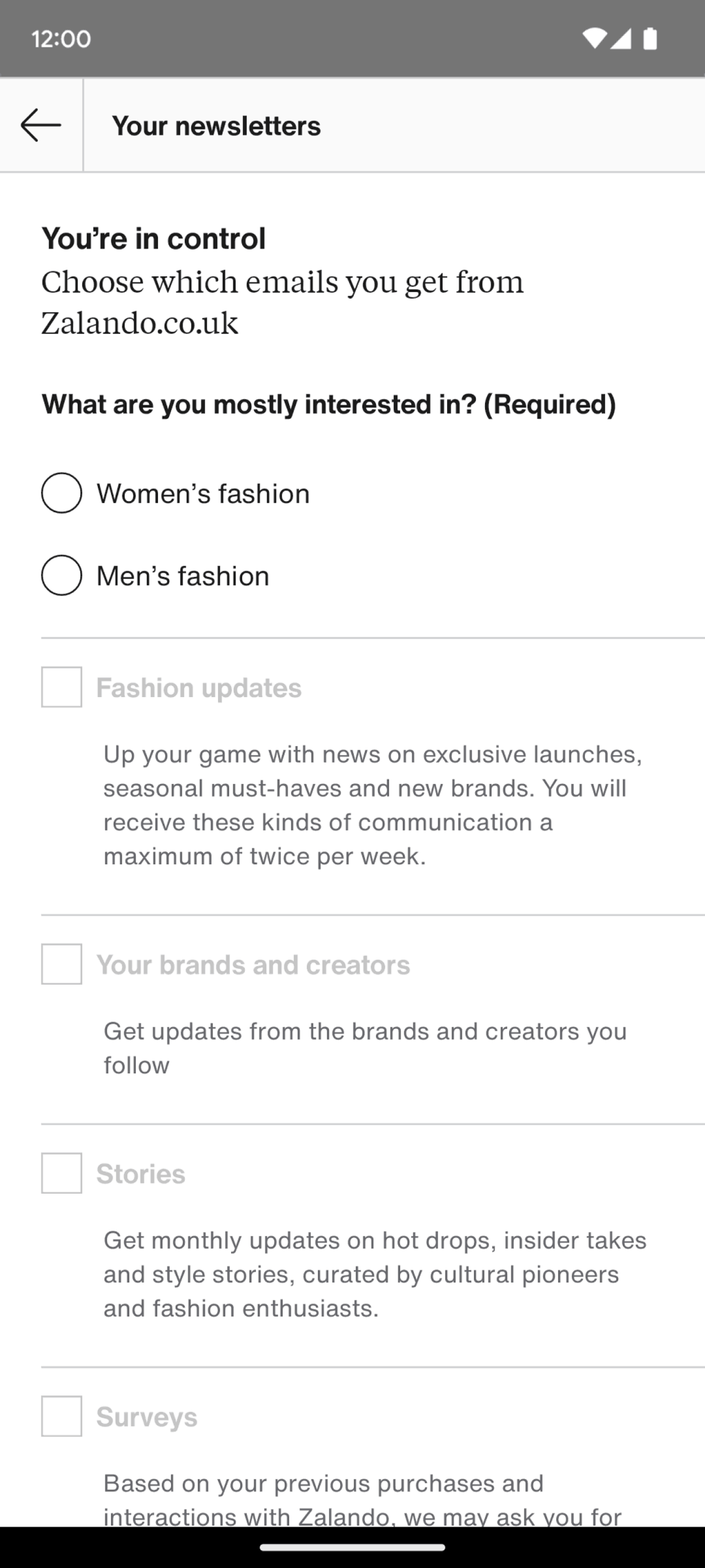 Zalando Android Shopping interface screenshot 23
