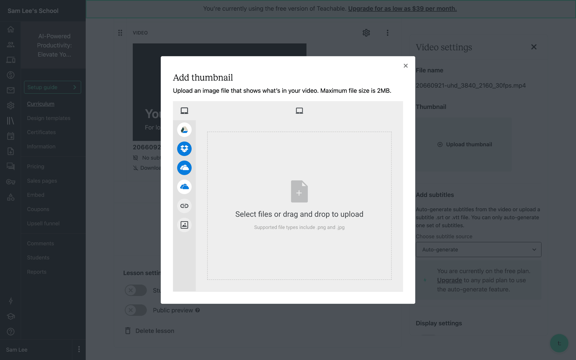 Teachable Web Business interface screenshot 4