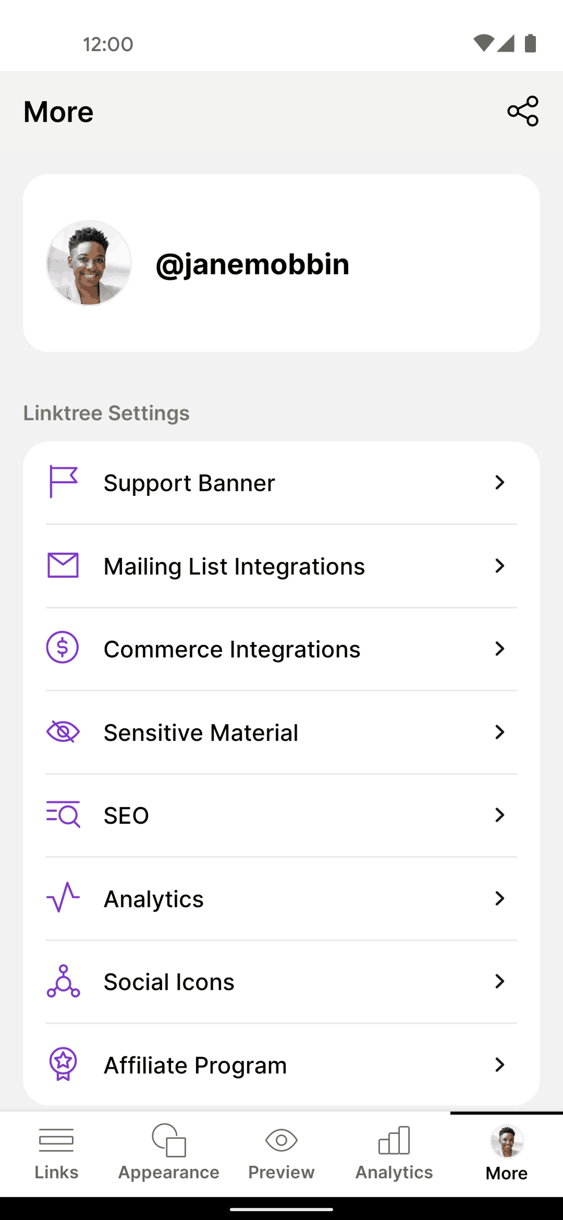 Linktree Android Social Networking interface screenshot 4
