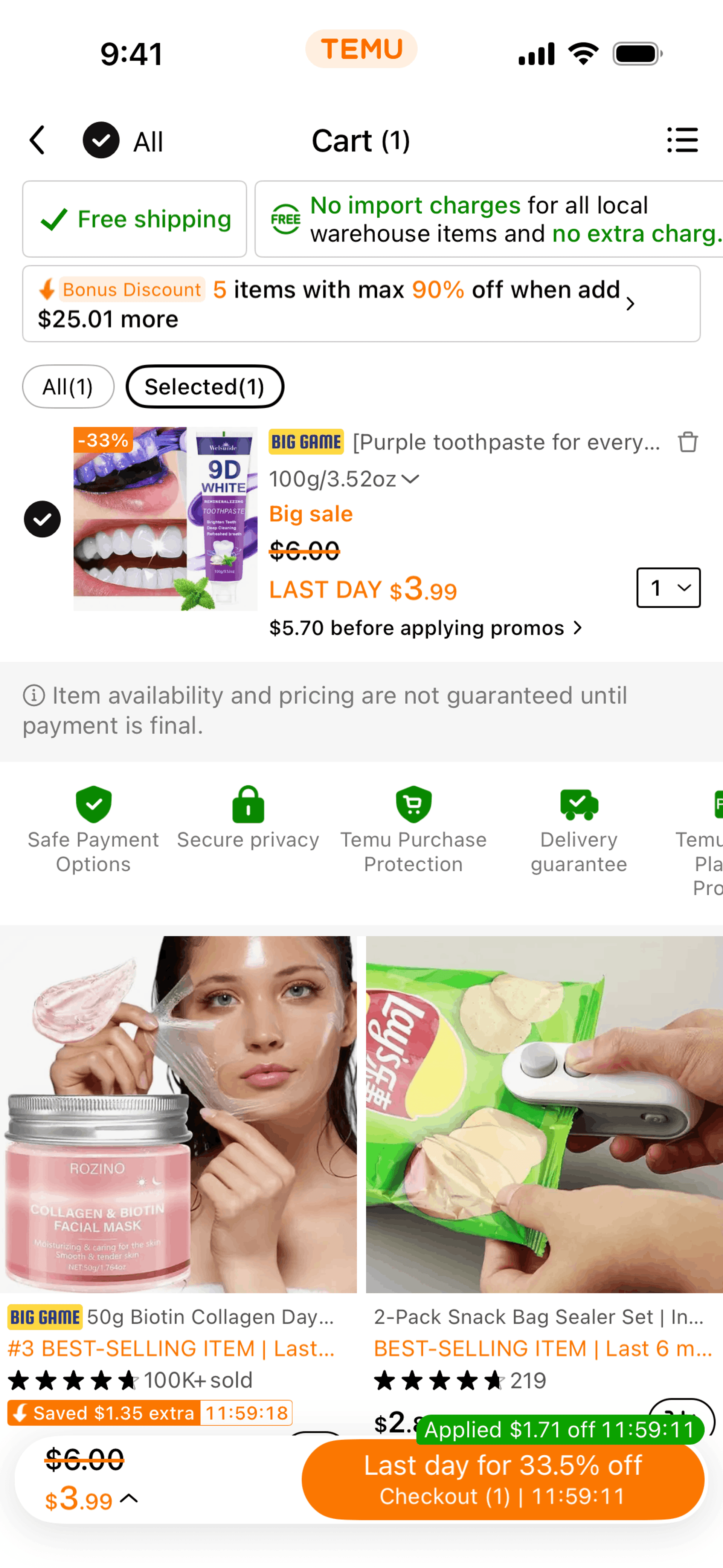 Temu iOS Shopping interface screenshot 5