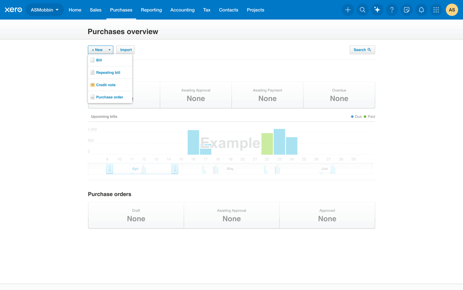 Xero Web Business interface screenshot 22