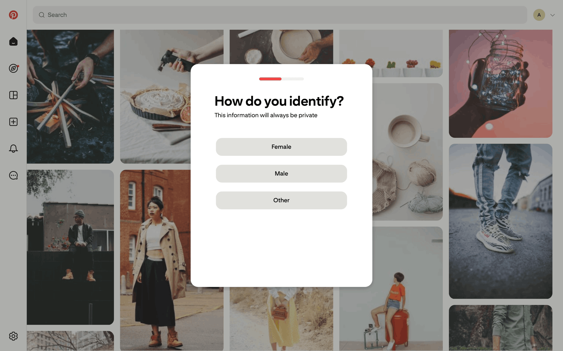 Completing account setup on Pinterest (web) screen 4