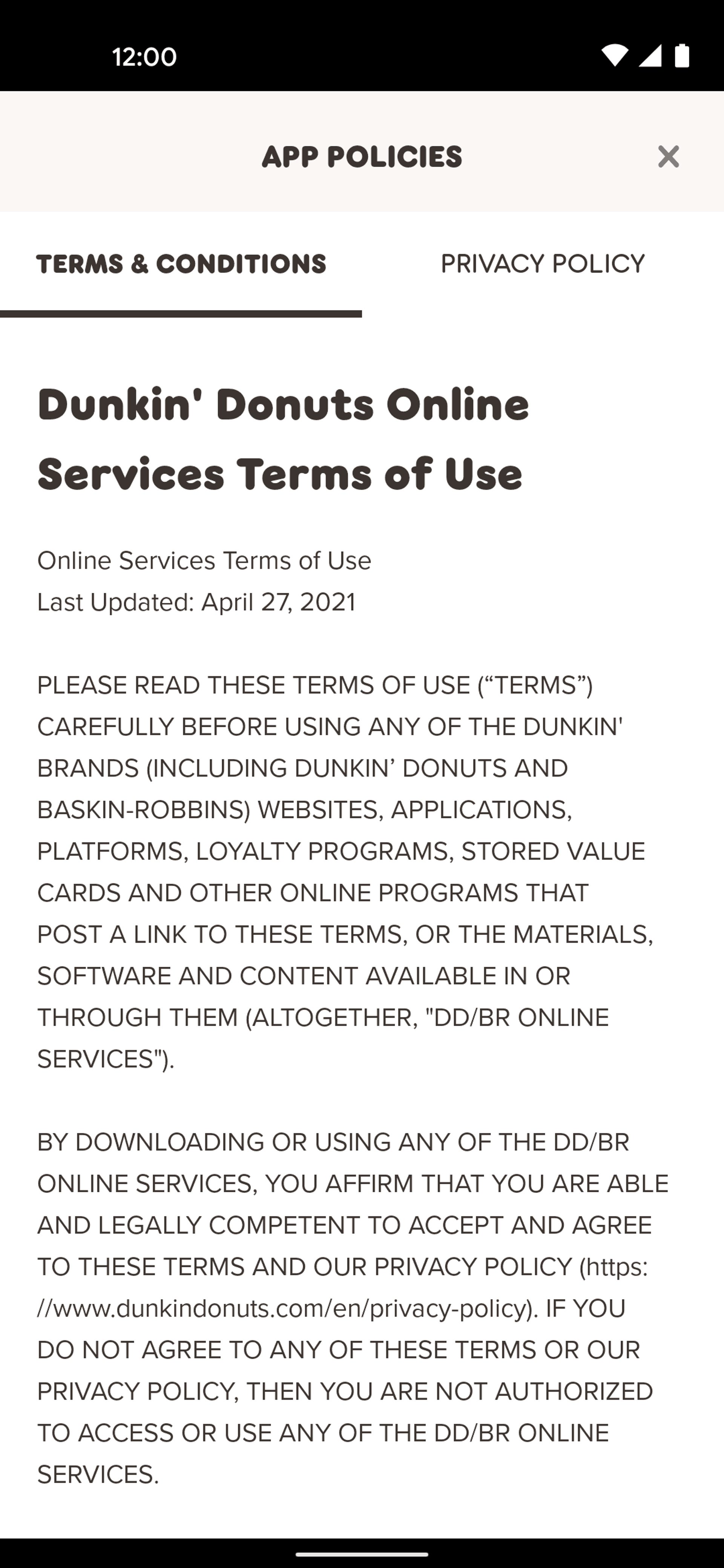 Dunkin' Android Food & Drink interface screenshot 22