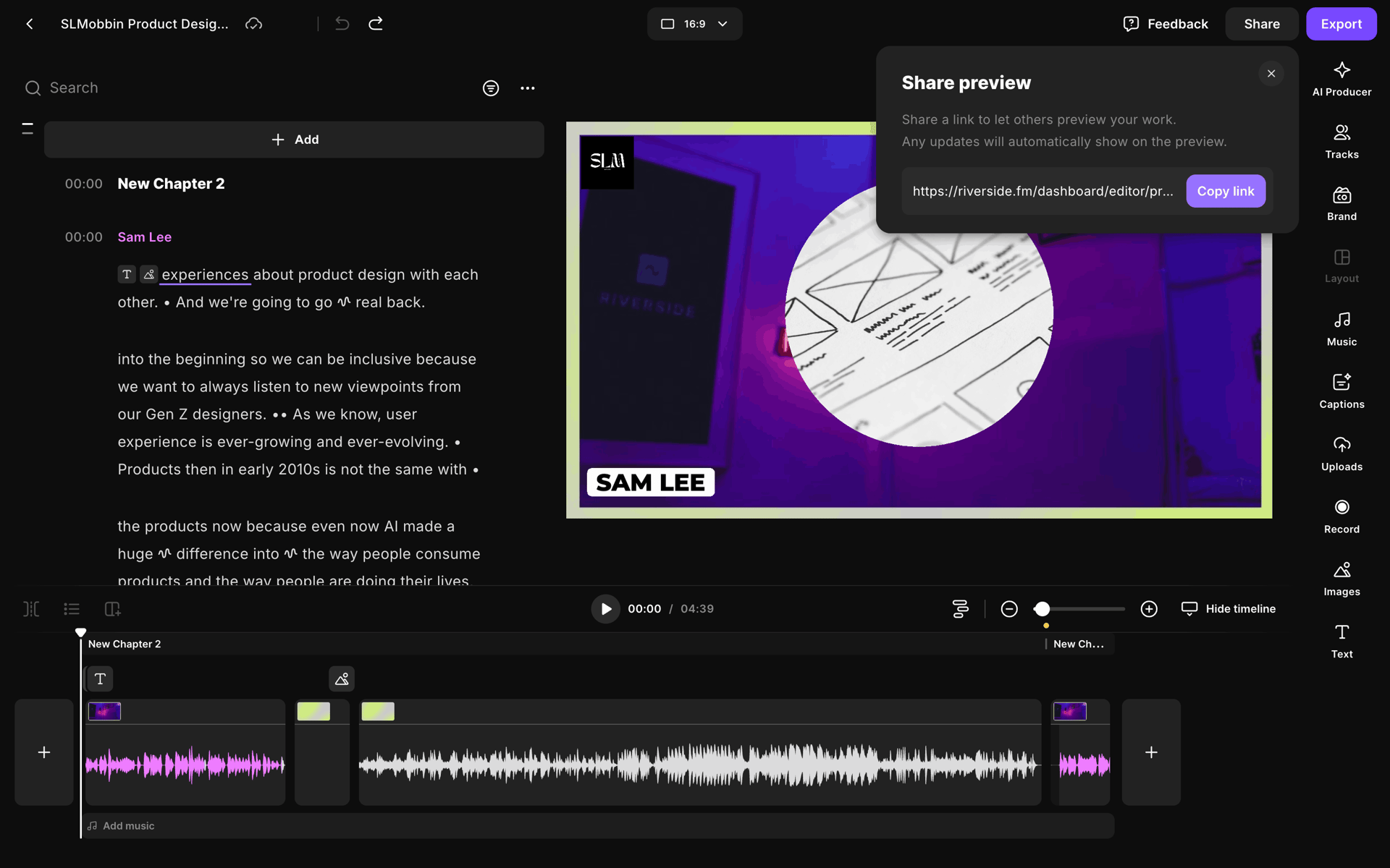 Riverside Web Photo & Video interface screenshot 20
