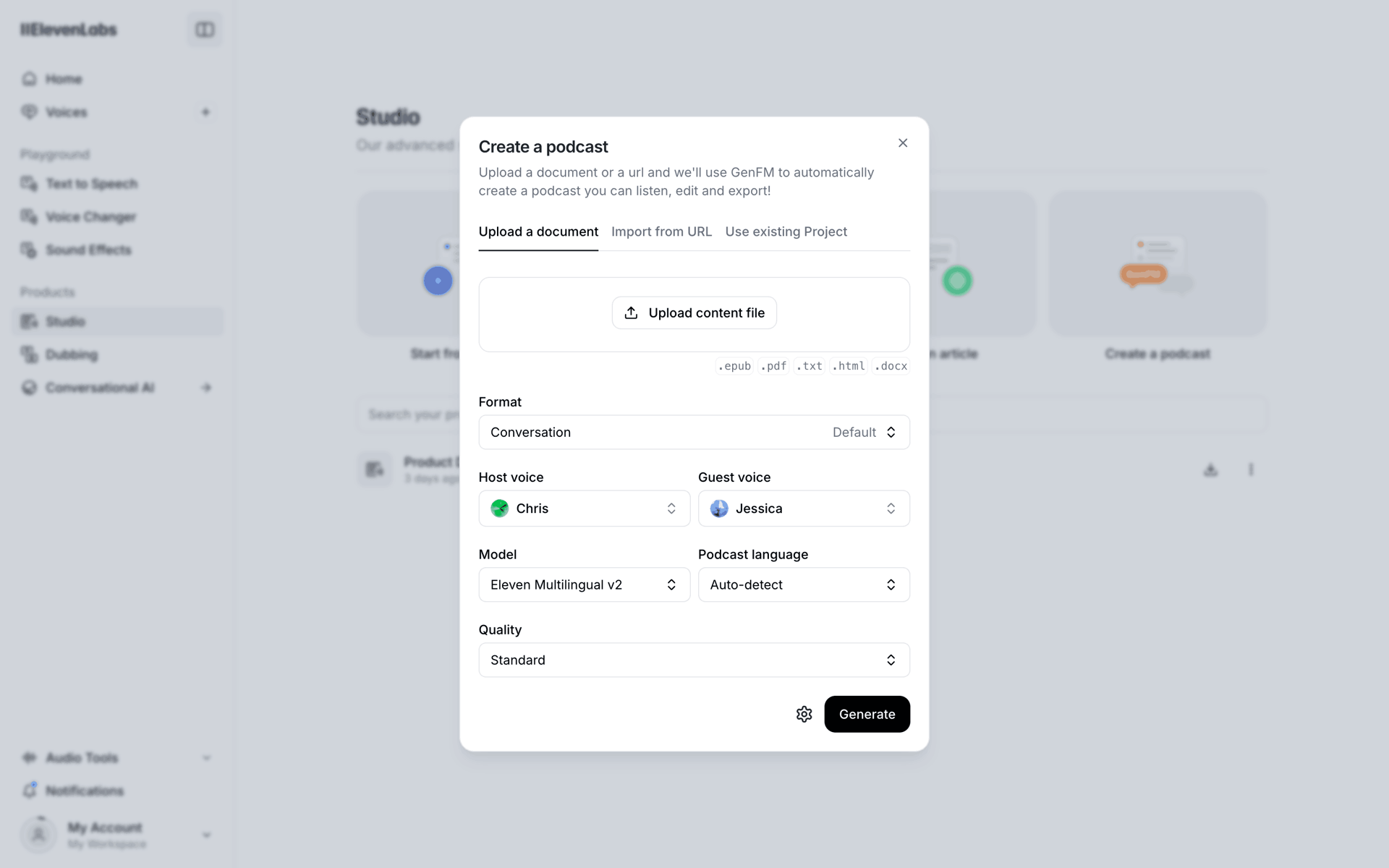 ElevenLabs Web AI interface screenshot 14