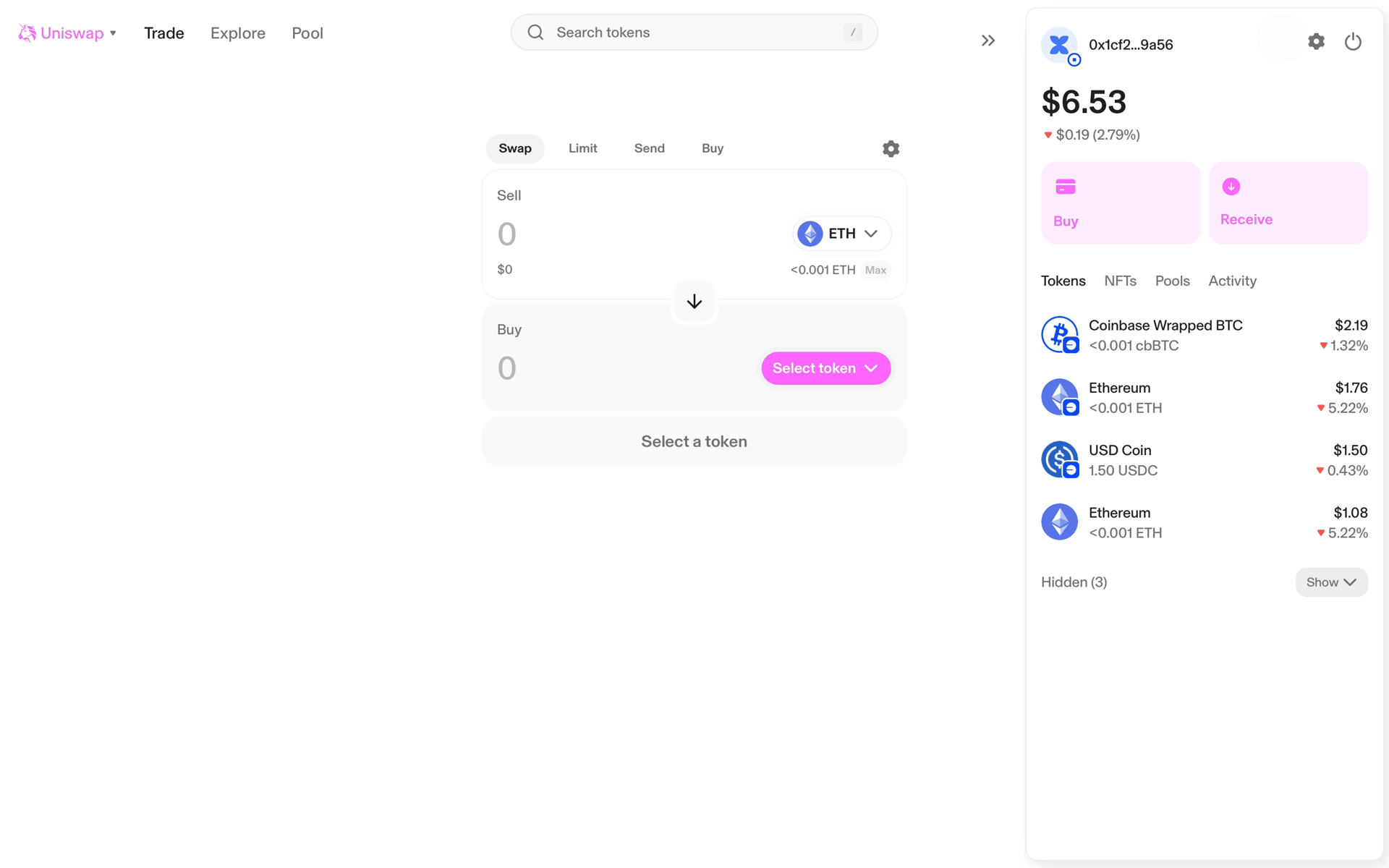 Uniswap Web Finance interface screenshot 7