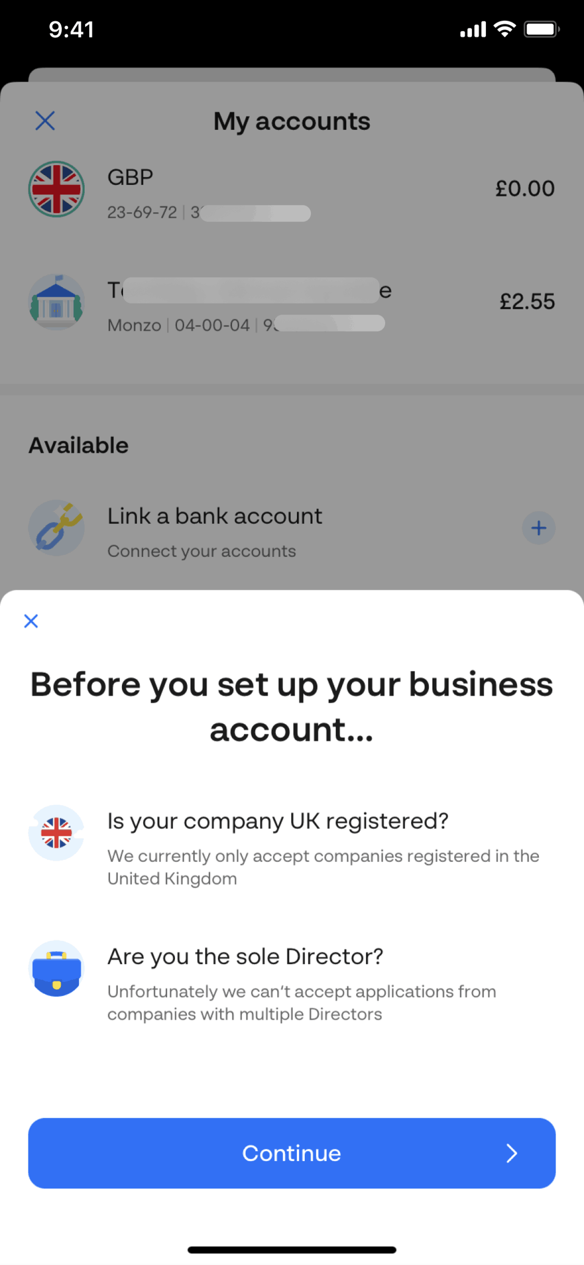 Monese iOS Finance interface screenshot 5