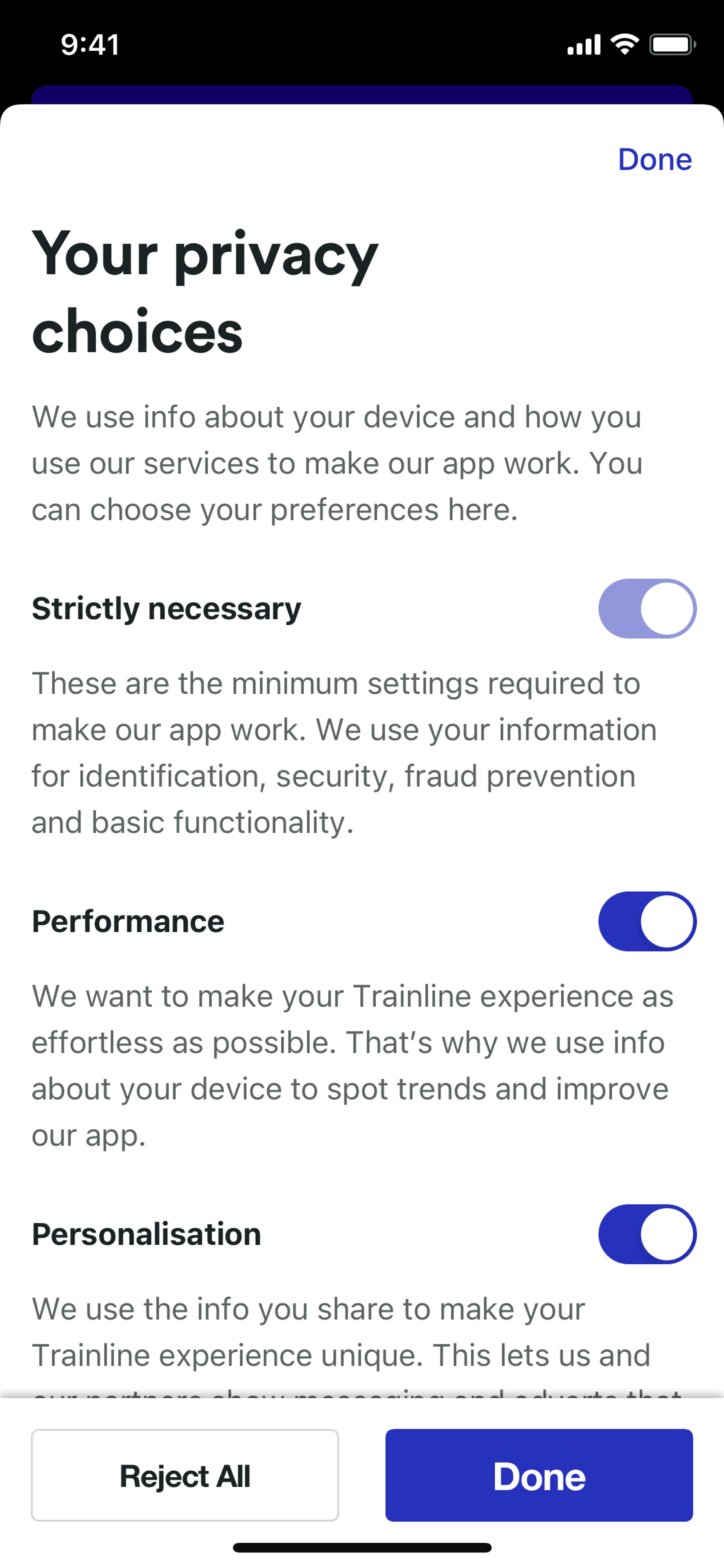 Trainline iOS Travel & Transportation interface screenshot 20