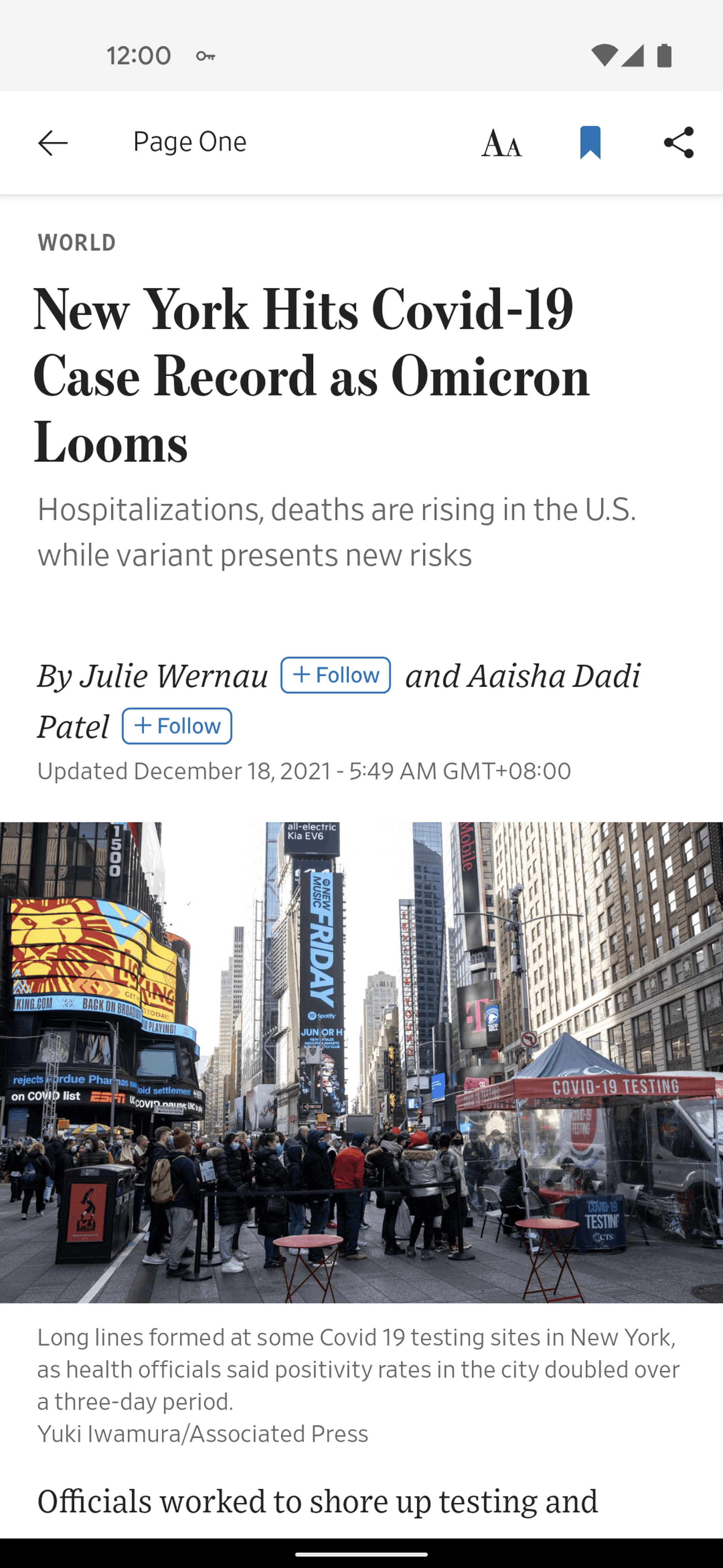 The Wall Street Journal Android News interface screenshot 6
