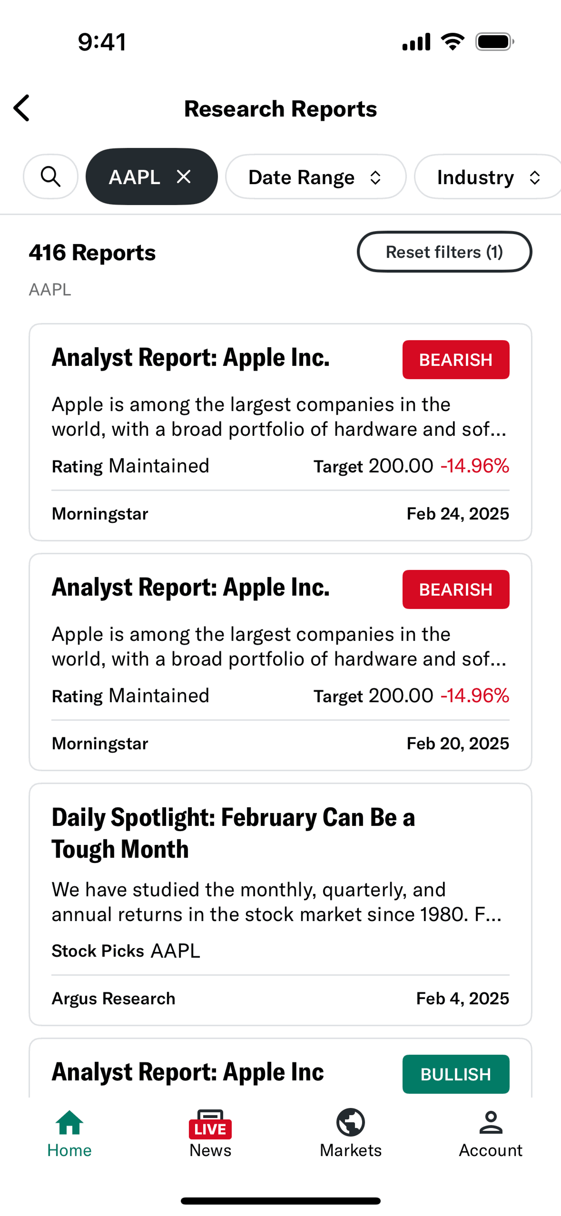 Yahoo Finance iOS Finance interface screenshot 19