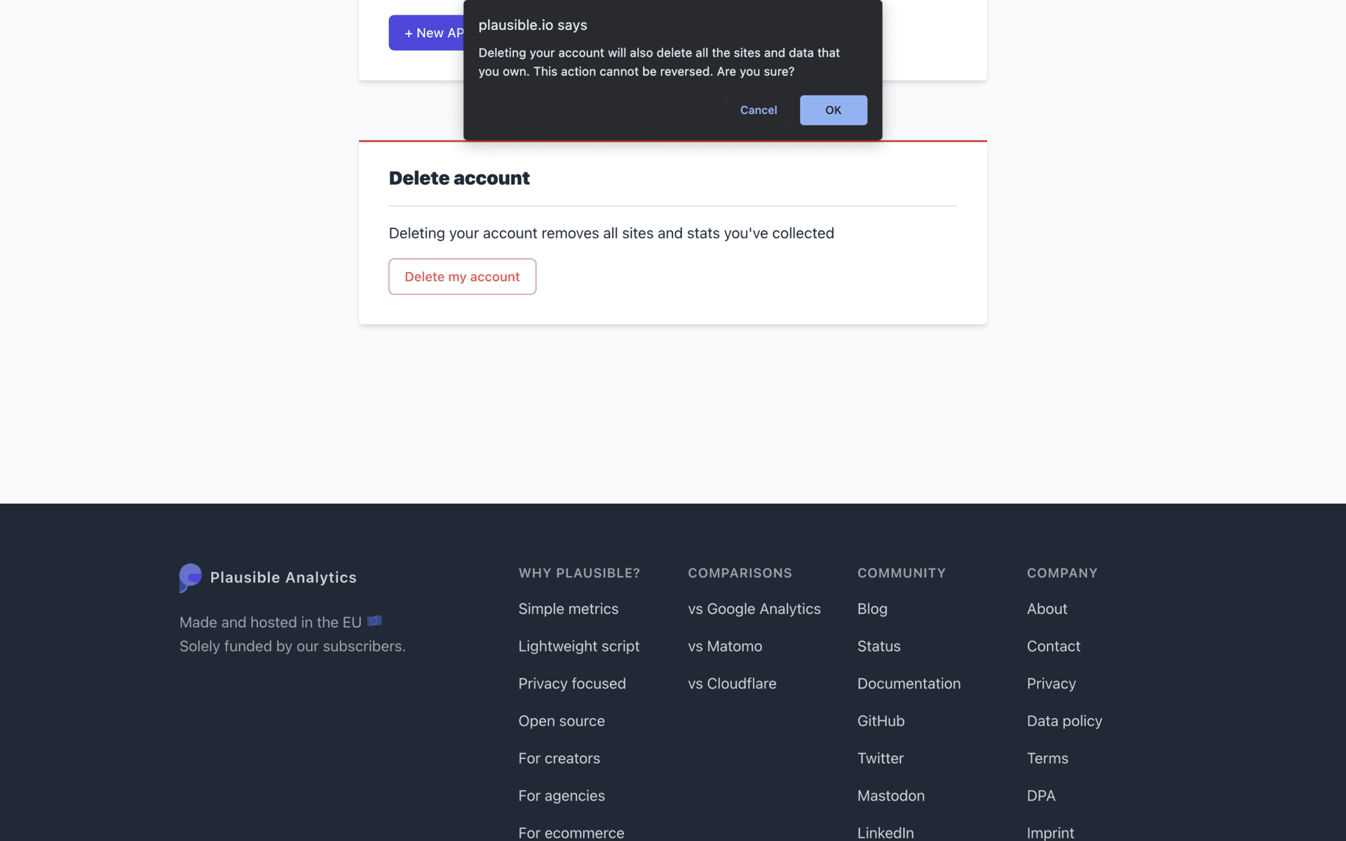 Plausible Analytics Web Business interface screenshot 24