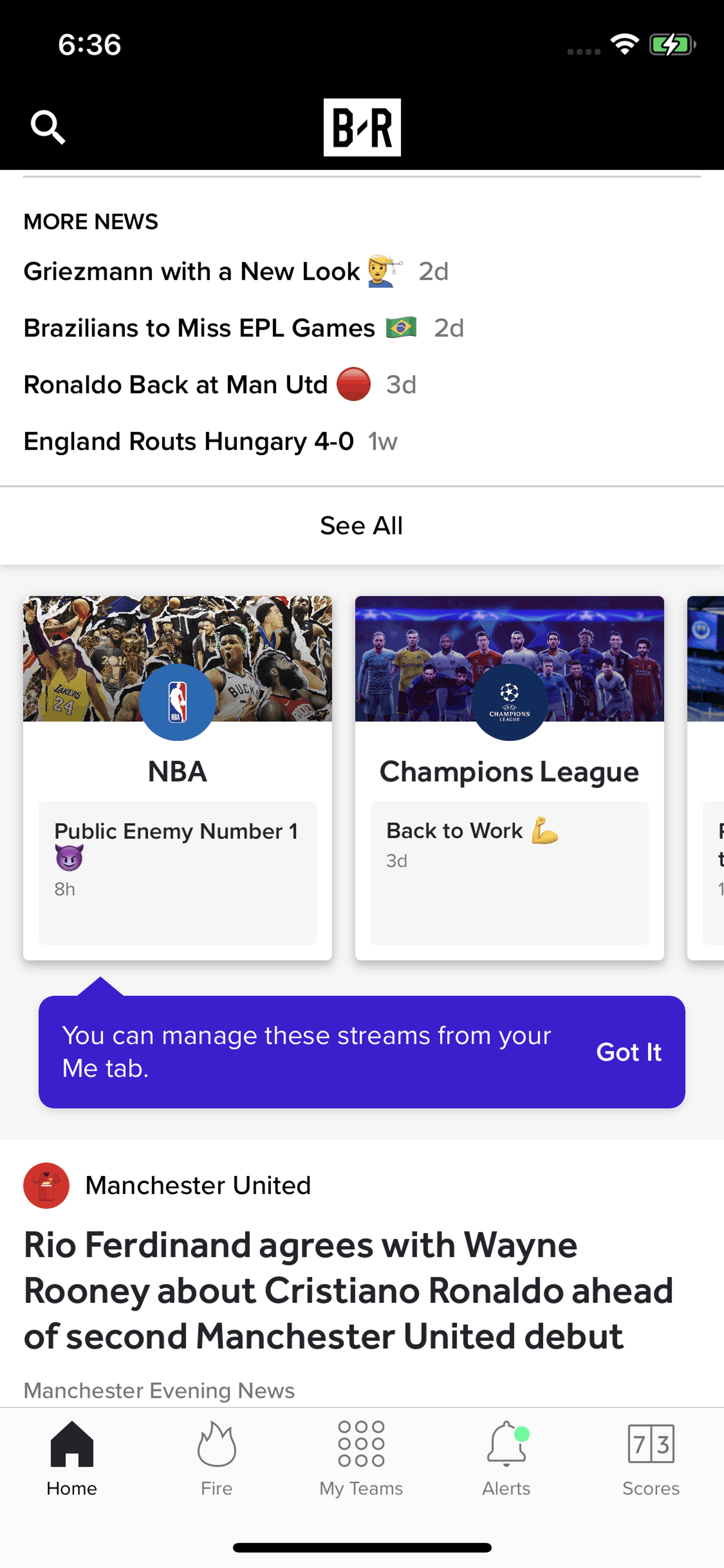 Bleacher Report iOS Sports interface screenshot 10