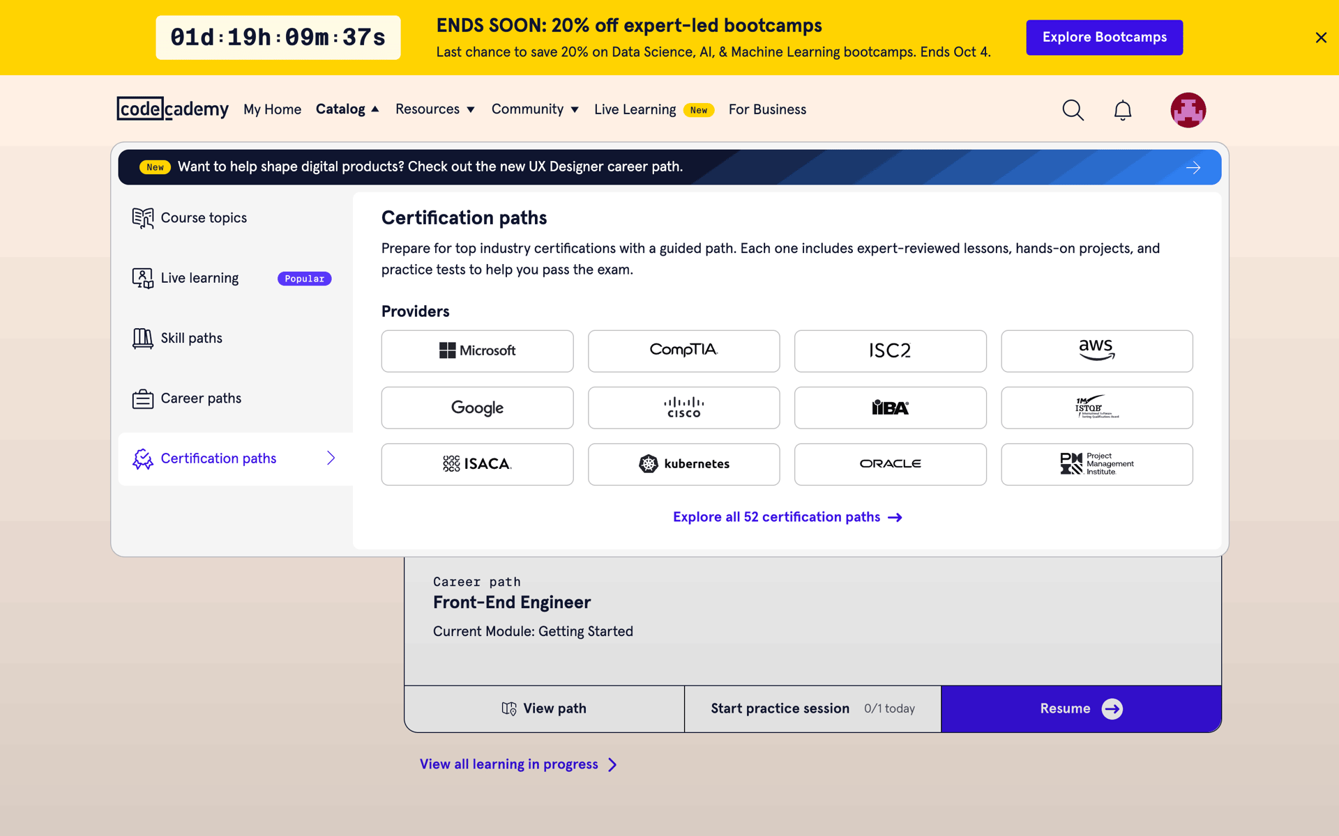 Codecademy Web AI interface screenshot 13