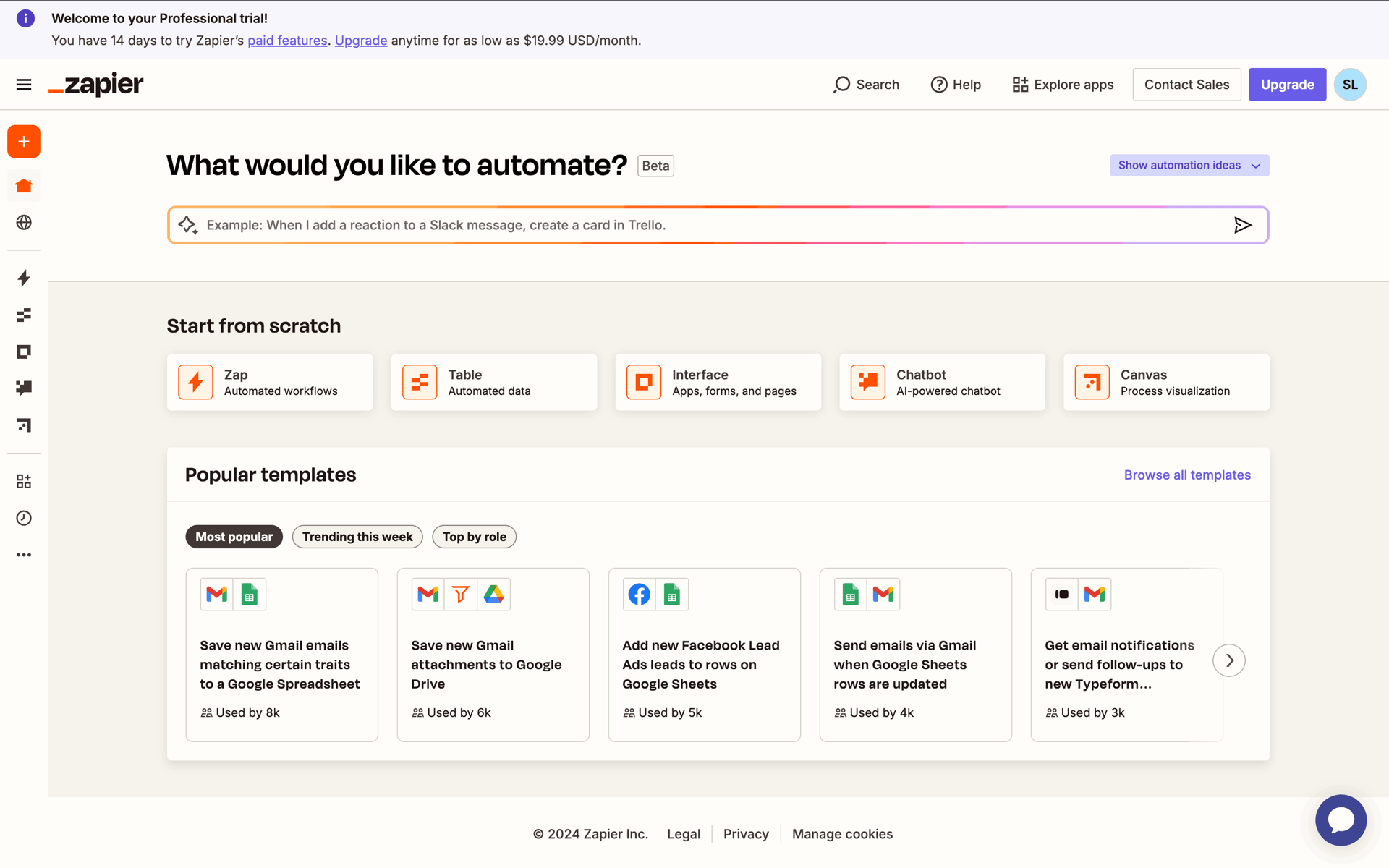 Zapier Web Productivity interface screenshot 21