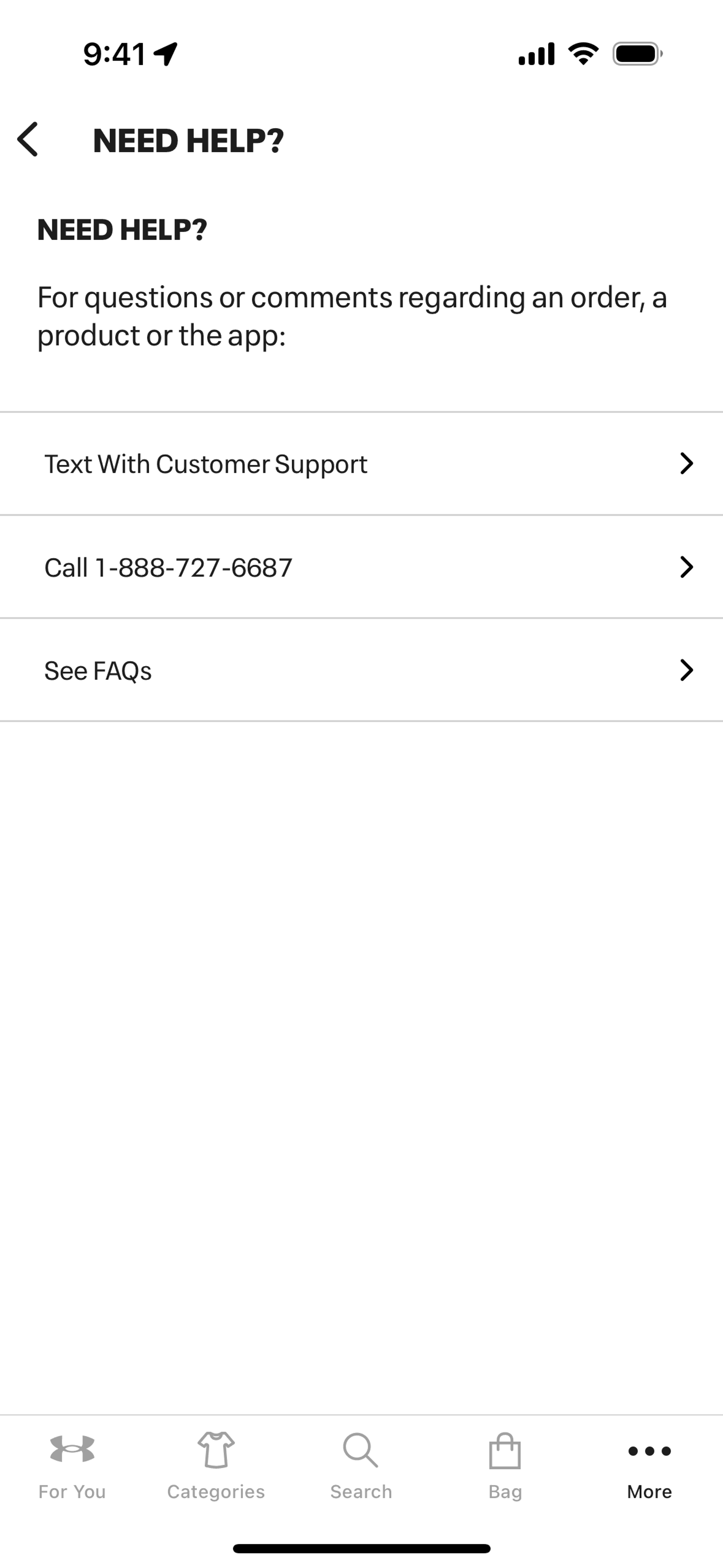 Under Armour iOS Shopping interface screenshot 9