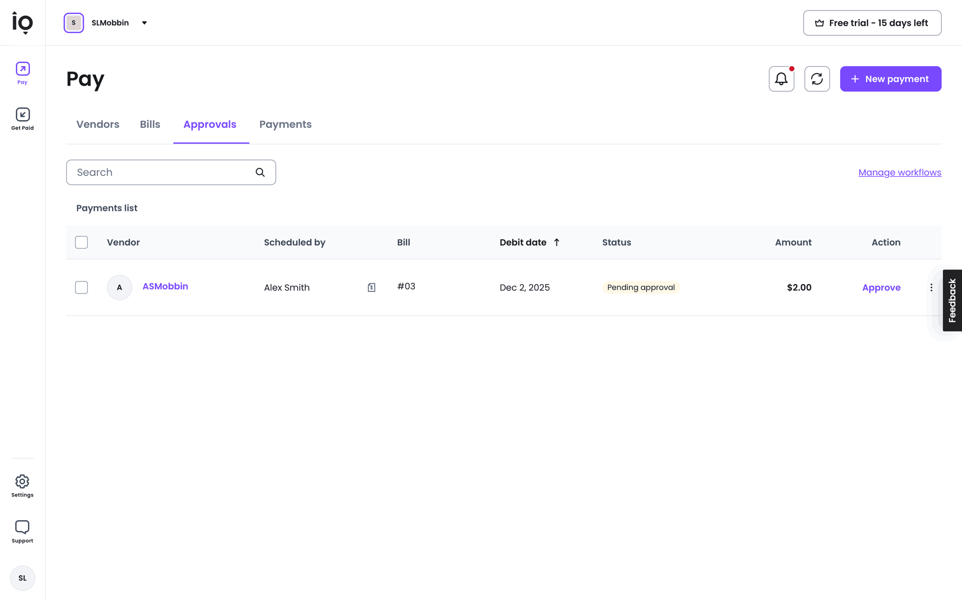 Melio Web Finance interface screenshot 17