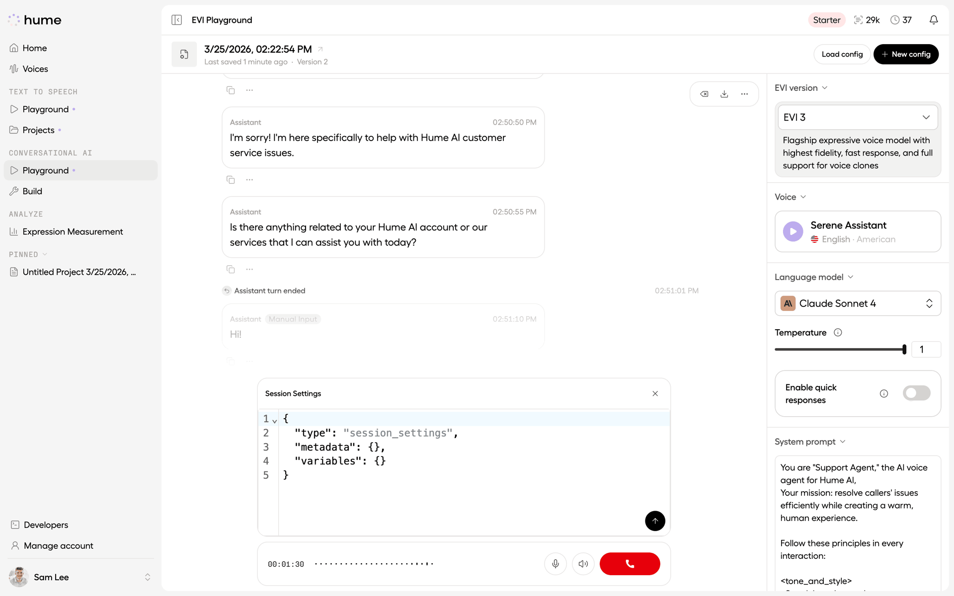 Hume AI Web emotion recognition interface screenshot 5