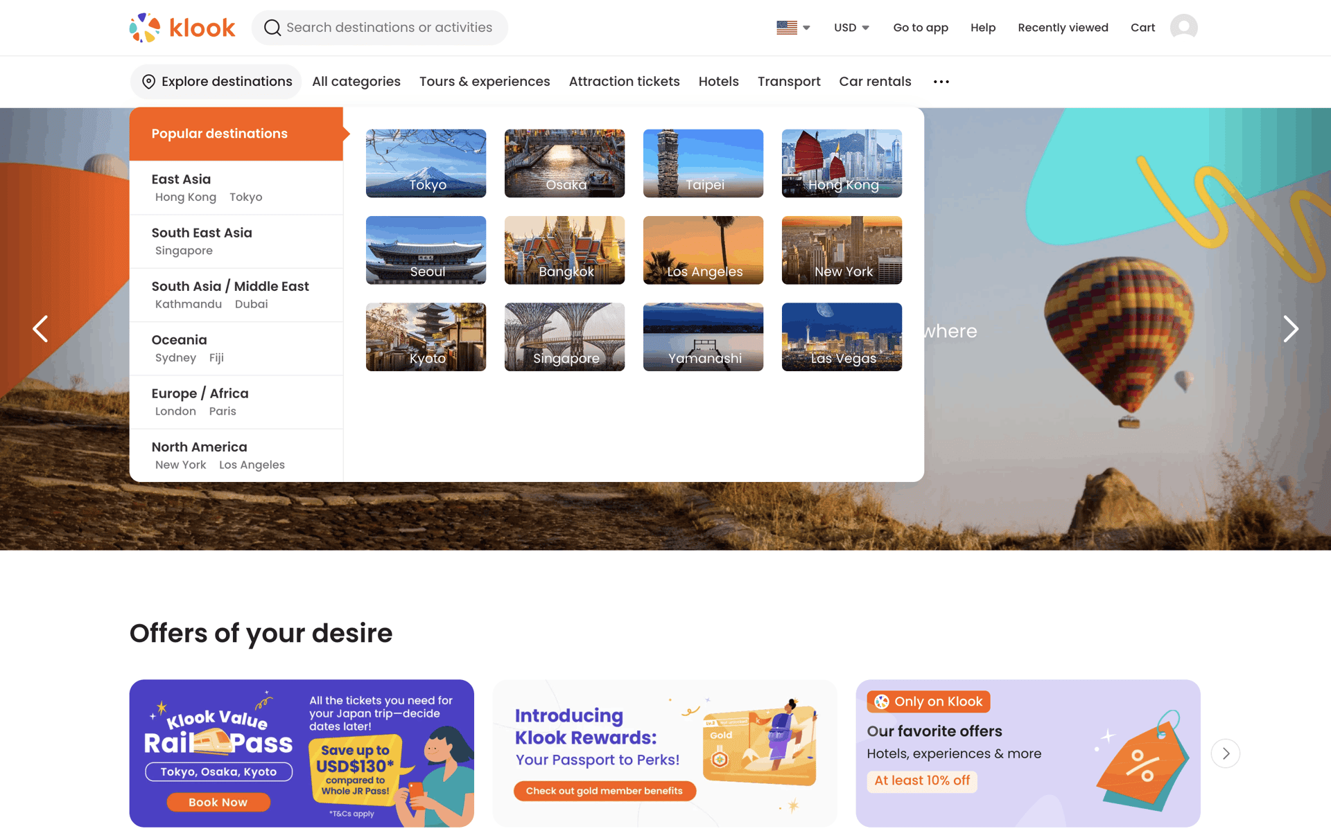 Klook Web Travel & Transportation interface screenshot 17