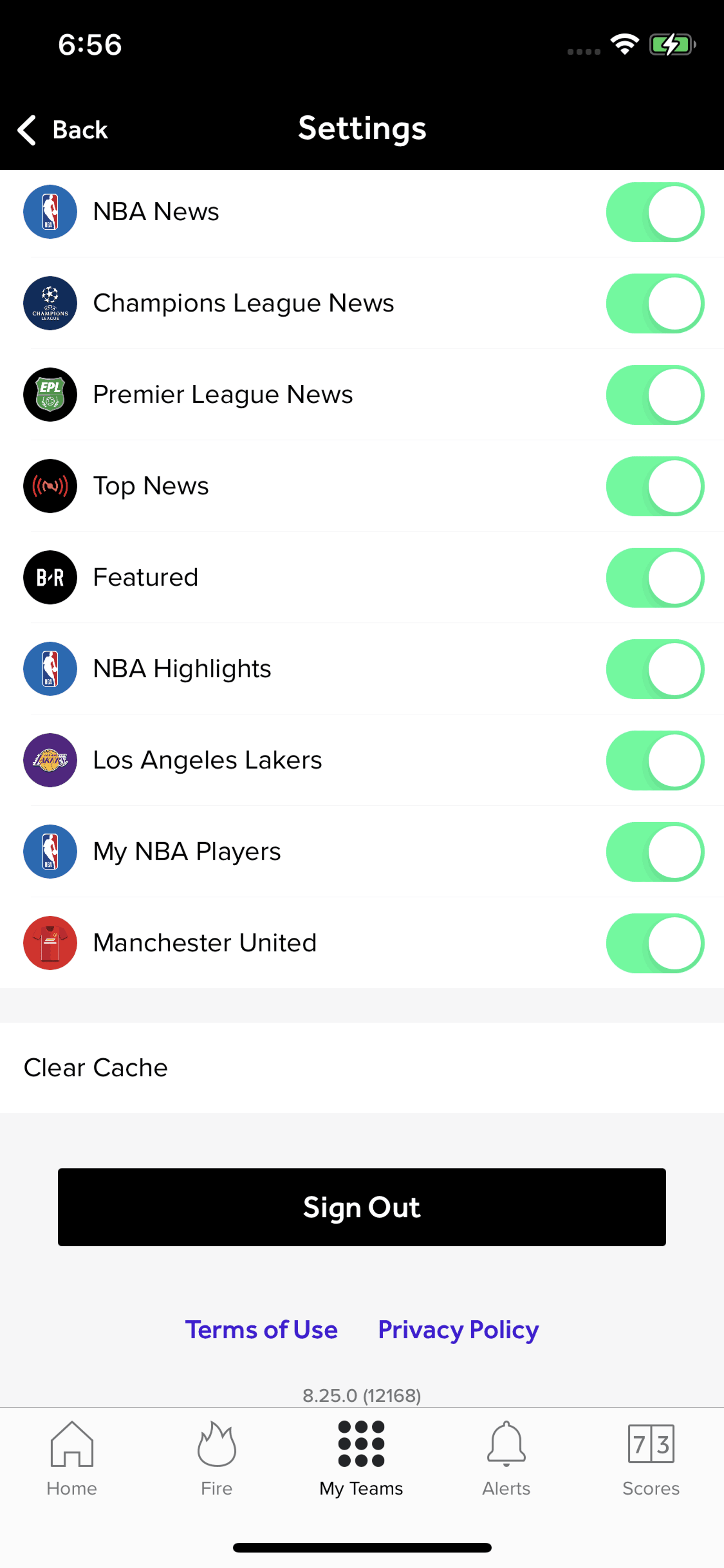 Bleacher Report iOS Sports interface screenshot 21