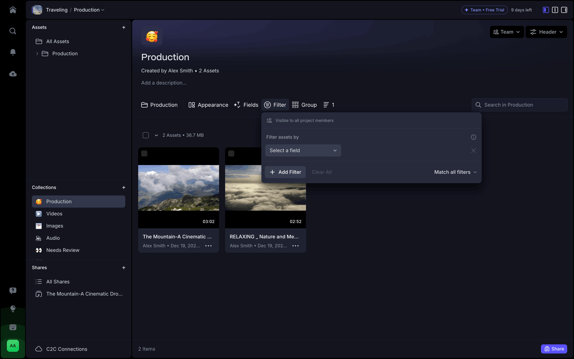 Frame.io Web Photo & Video interface screenshot 22