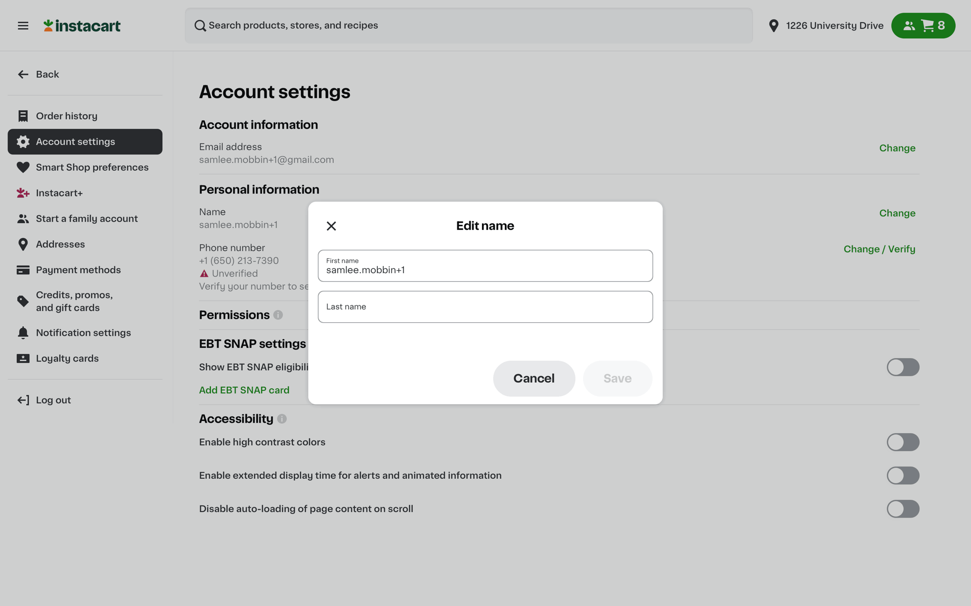 Instacart Web Shopping interface screenshot 13