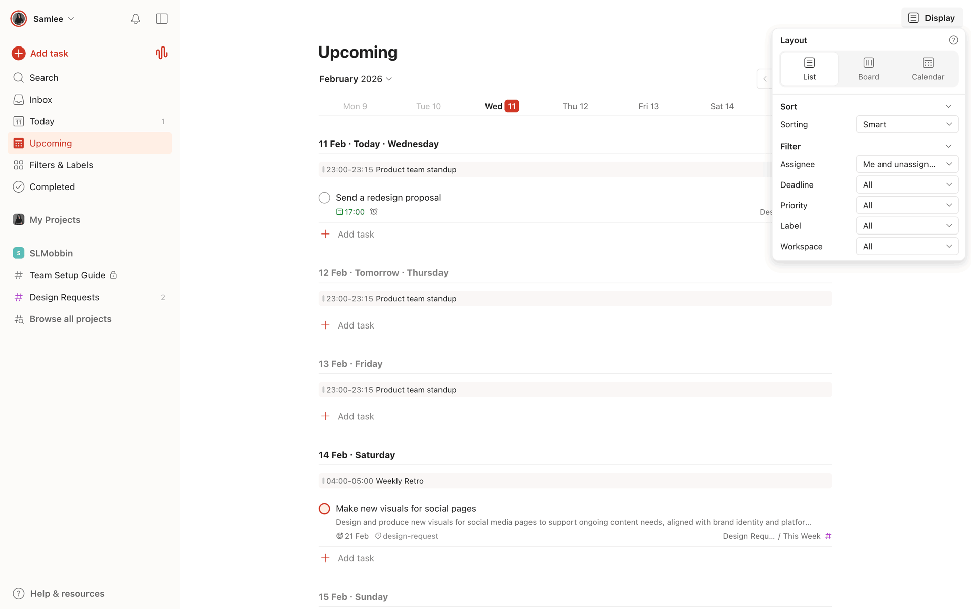 Todoist Web Collaboration interface screenshot 16