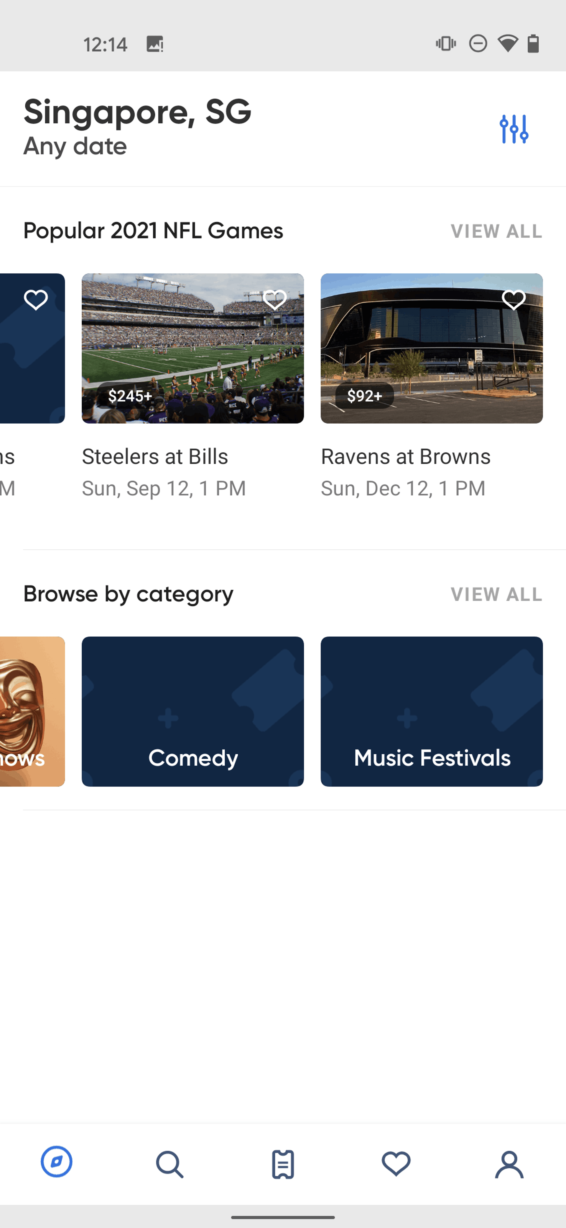 SeatGeek Android Entertainment interface screenshot 13