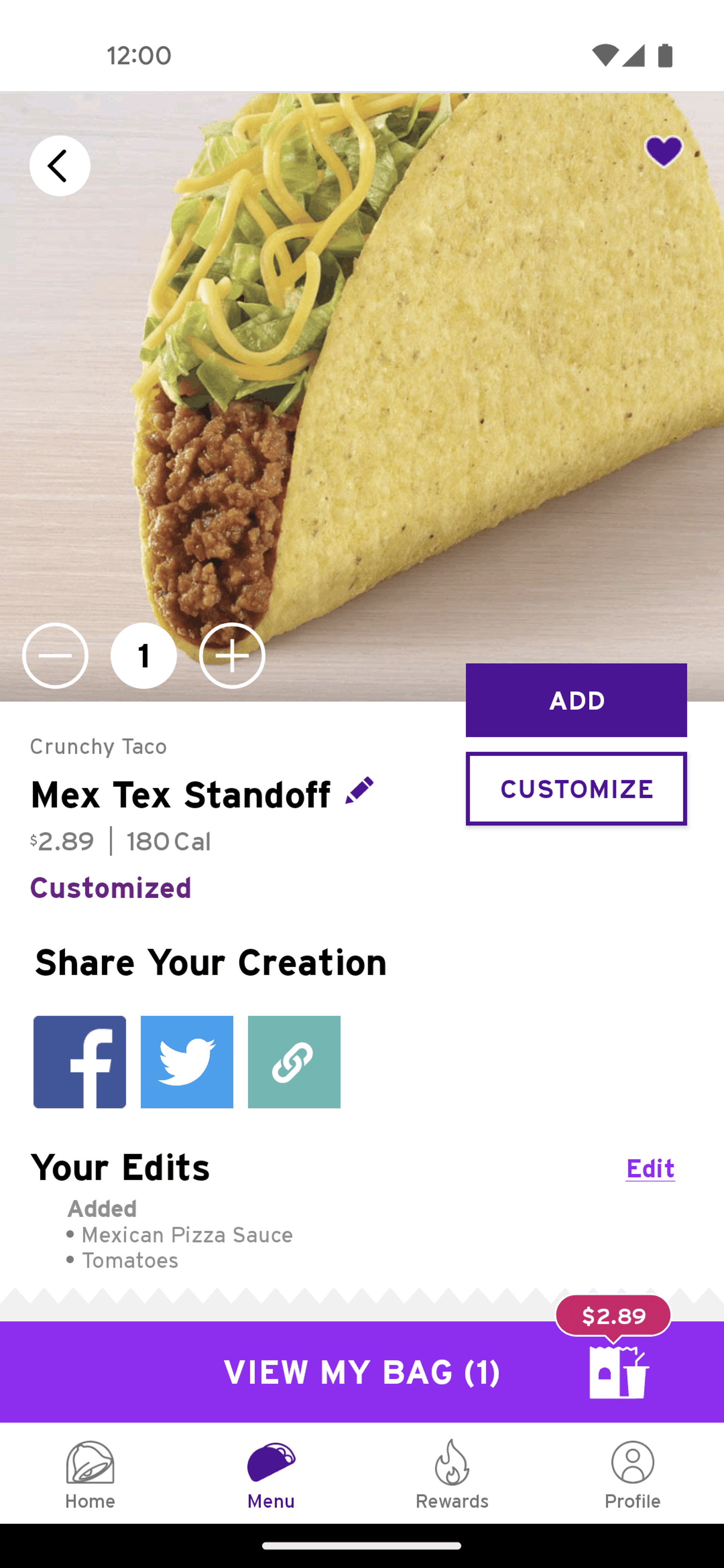 Taco Bell Android Food & Drink interface screenshot 5