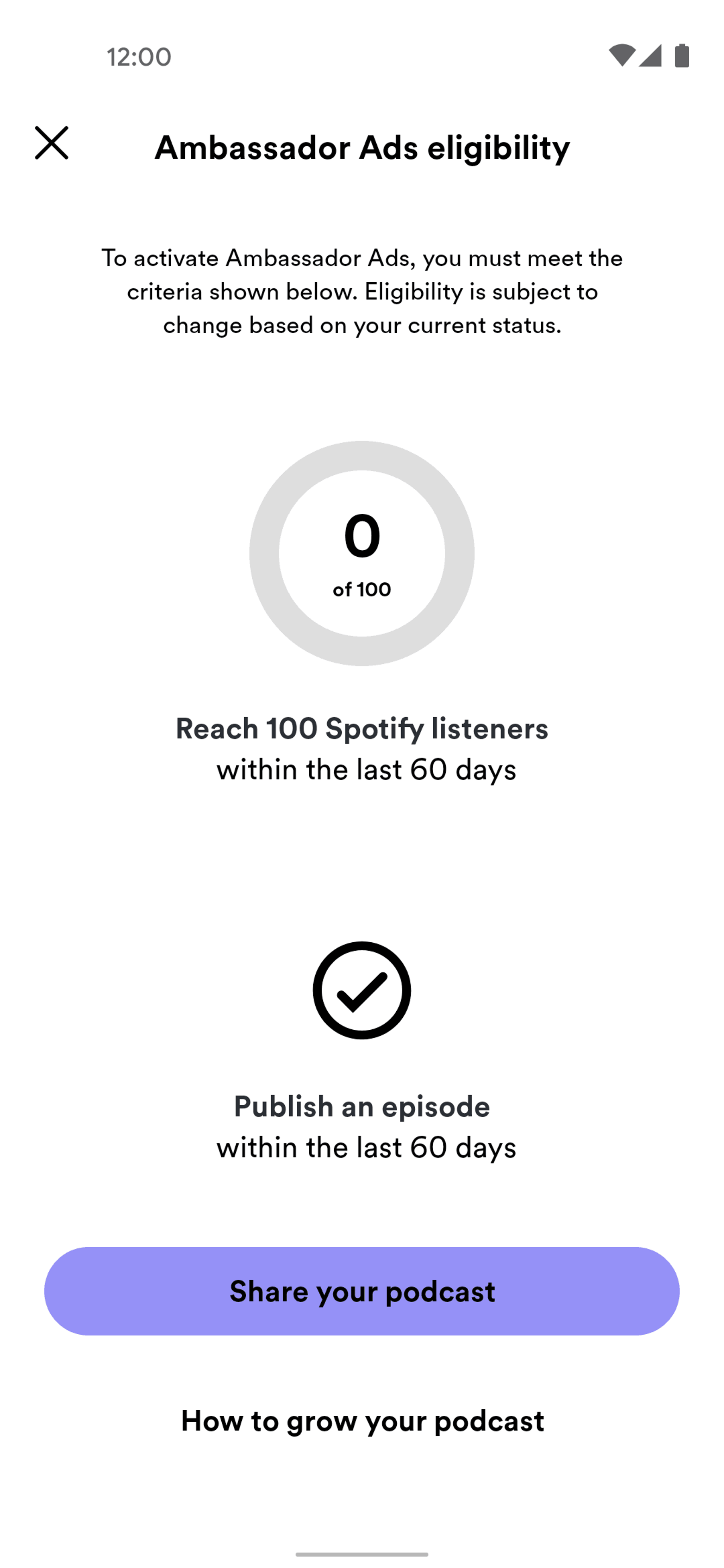 Spotify for Podcasters Android Business interface screenshot 12
