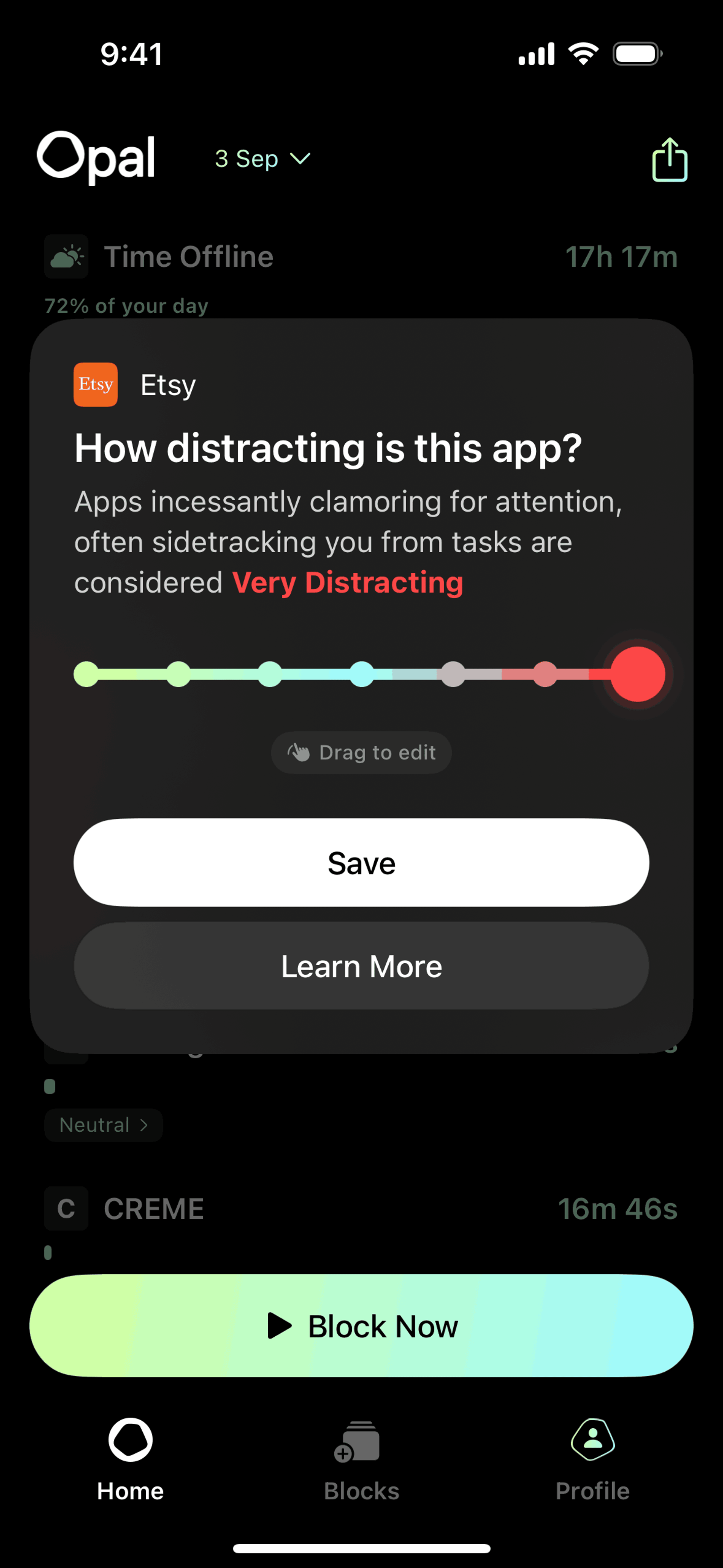 Opal iOS Productivity interface screenshot 8