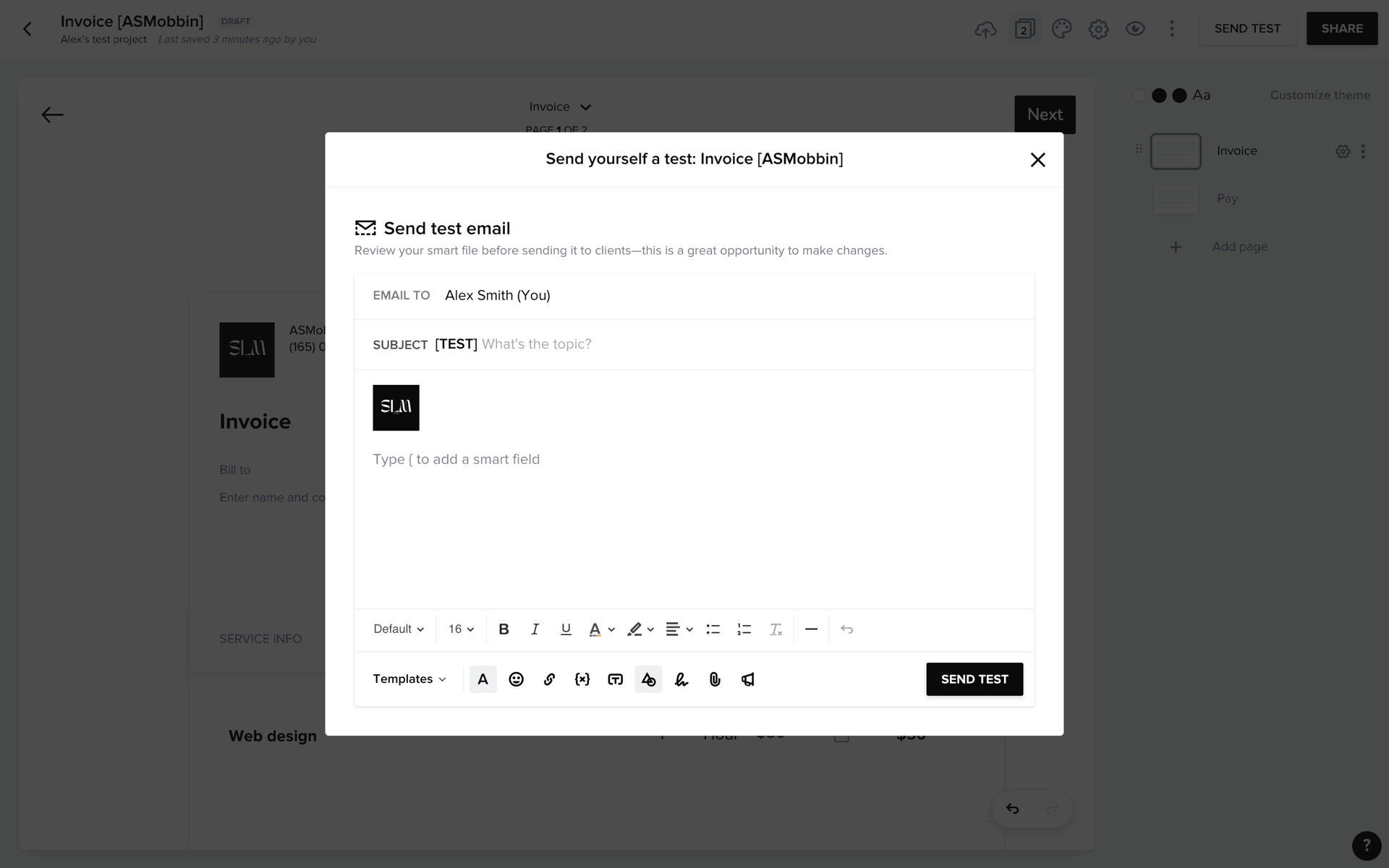 HoneyBook Web Business interface screenshot 10