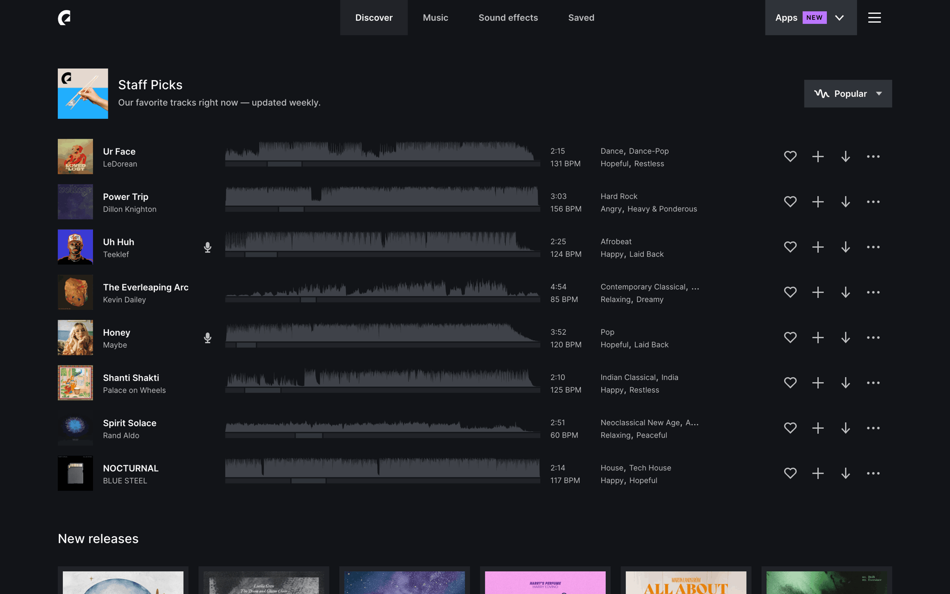 Epidemic Sound Web Entertainment interface screenshot 12